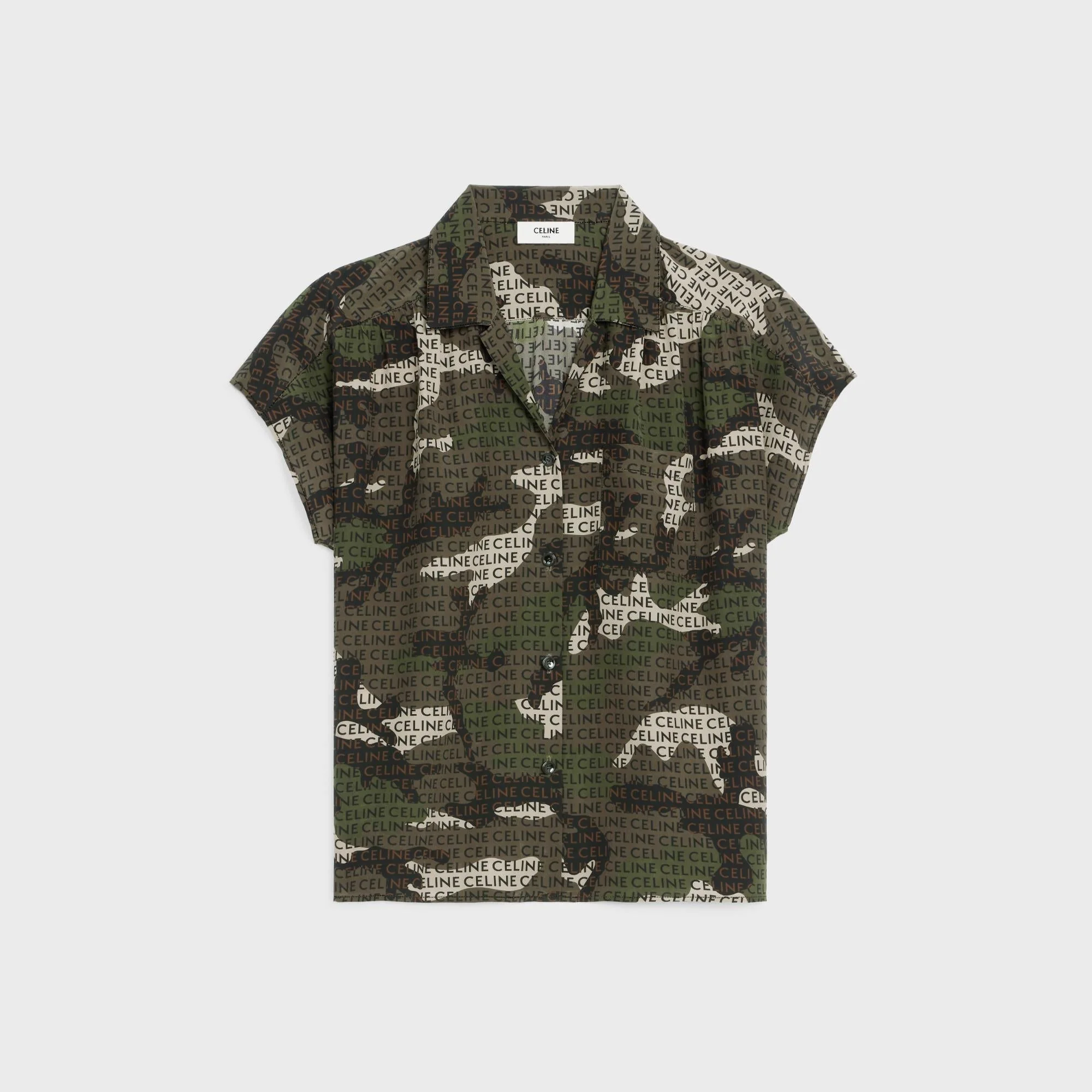 Blouse Col Ouvert Cdc Camouflage Celine - Black / Camouflage