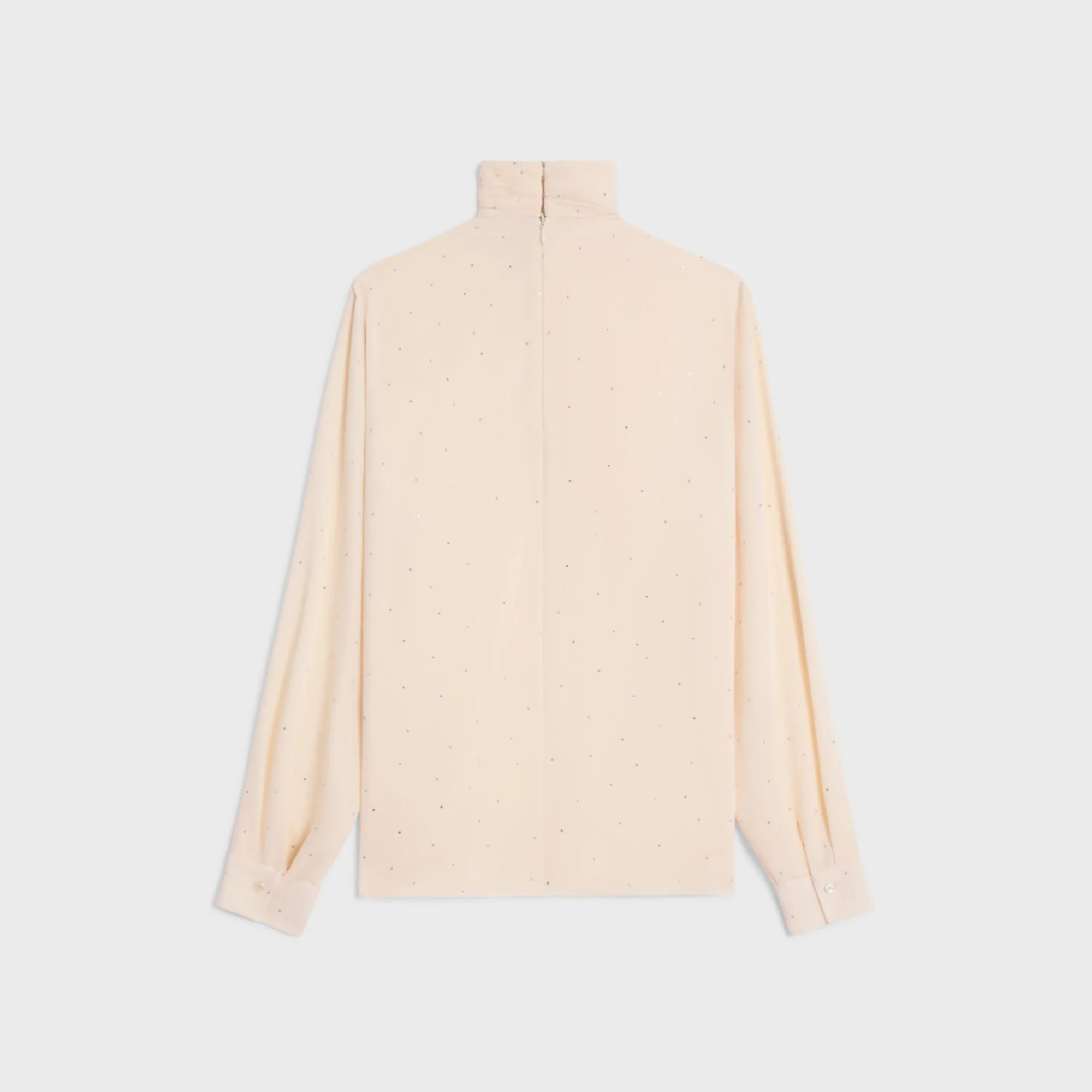 Blouse Col Drapé Côté Sable Leger Strass - Cream - Image 2