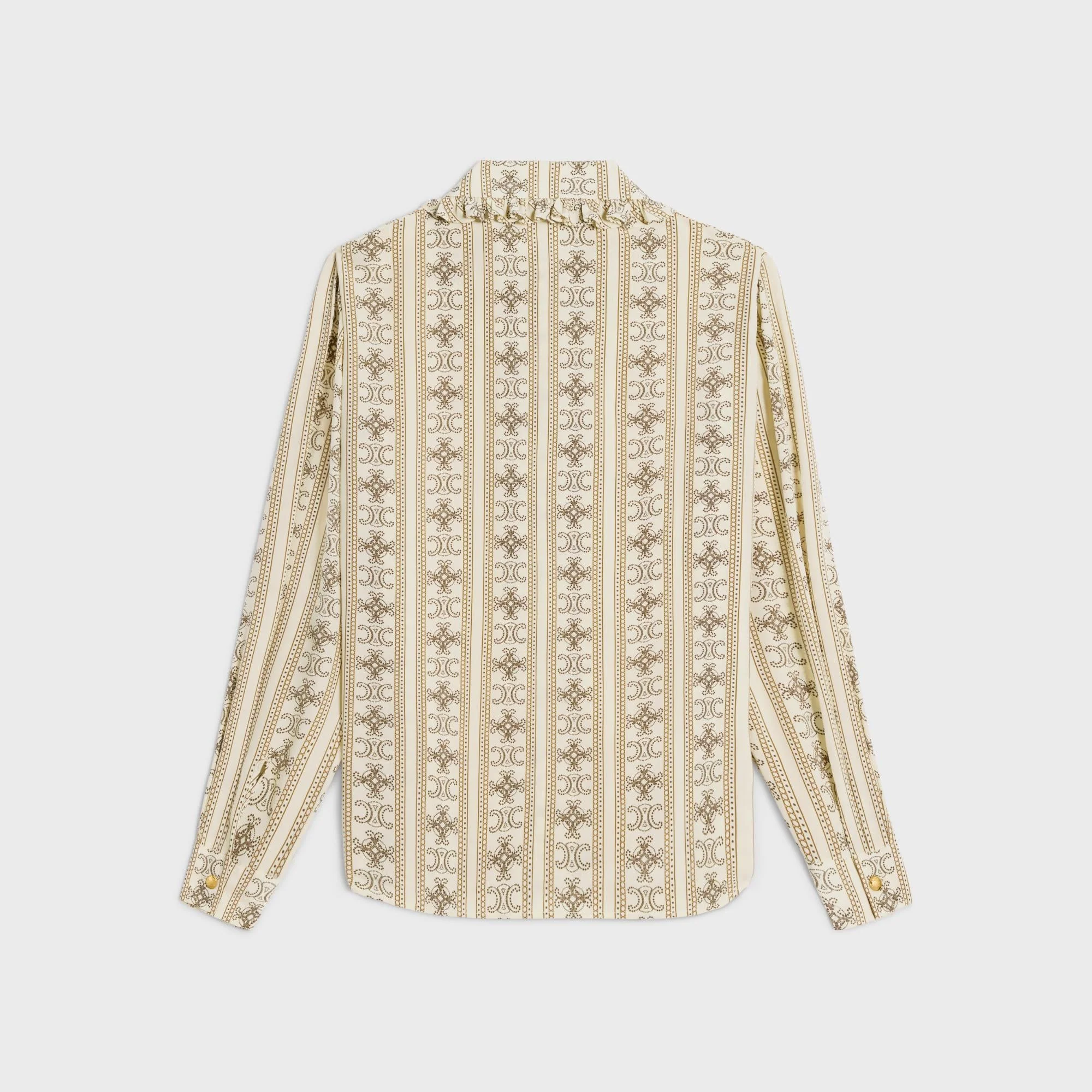 Blouse Col Claudine Frill Cdc Rayure Dentelle Blason - Ivoire/Toffee/Marron Glacé - Image 6