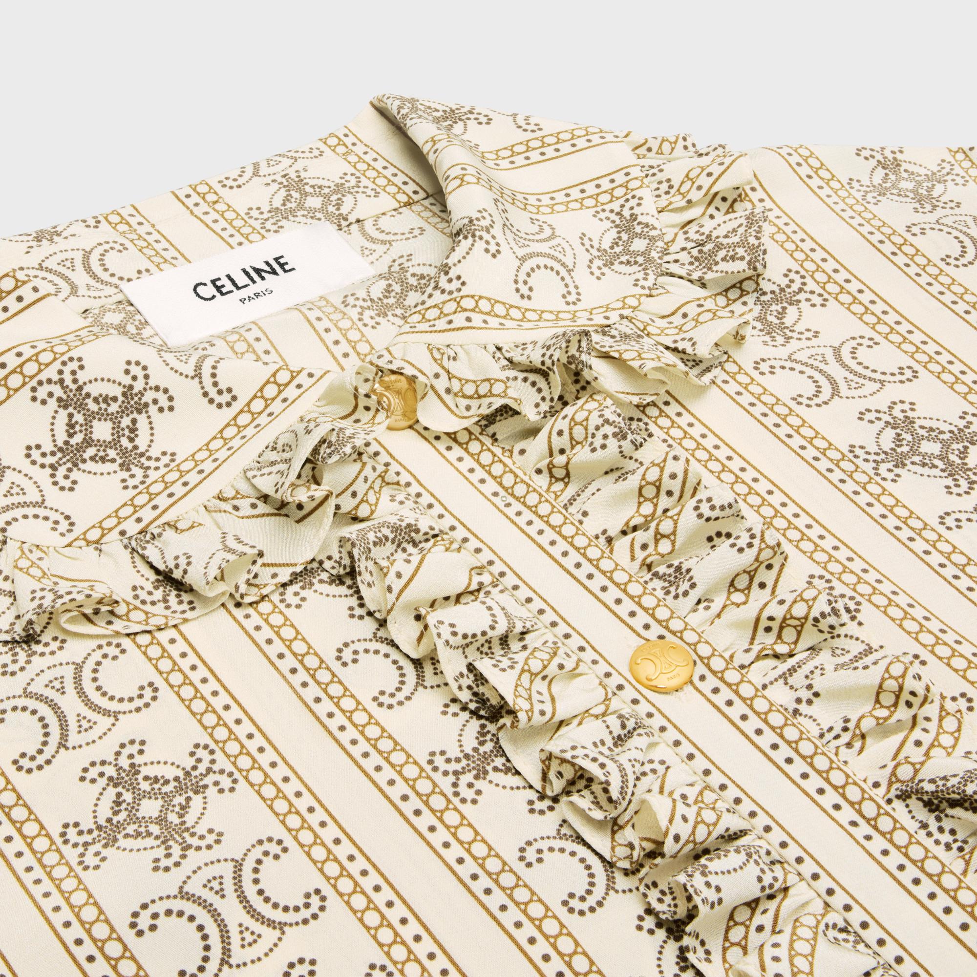 Blouse Col Claudine Frill Cdc Rayure Dentelle Blason - Ivoire/Toffee/Marron Glacé - Image 7