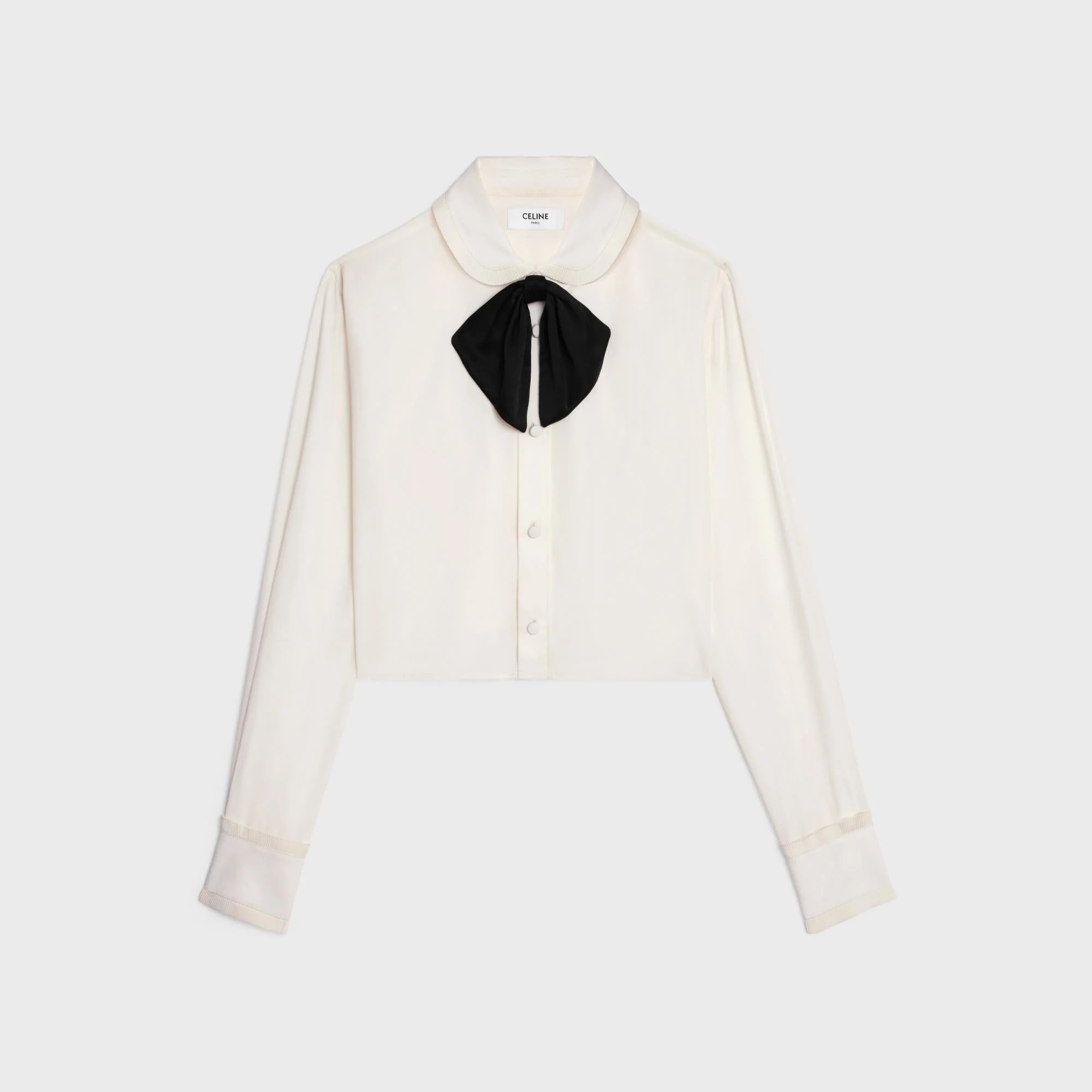 Chemise Romy Col Poignet Frill Acetate Silk Crepe - Ivory