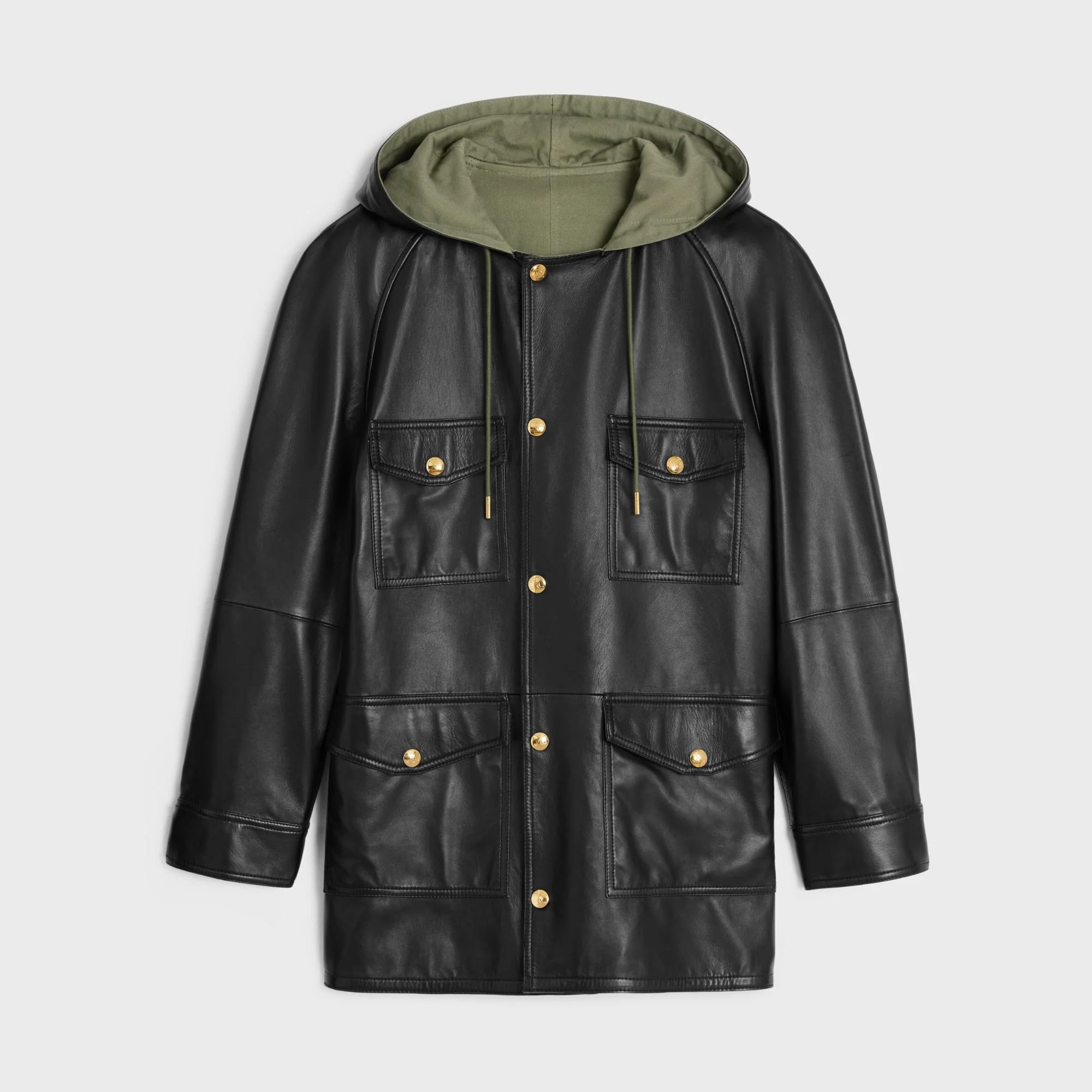 Parka Oversize Agneau Plonge - Black / Khaki