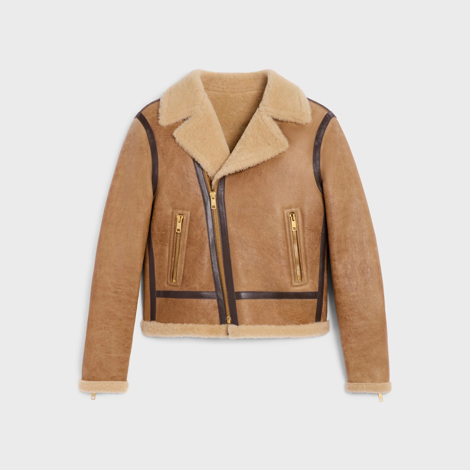 Biker Shearling Shearling Agneau - Camel / Cream - Image 4