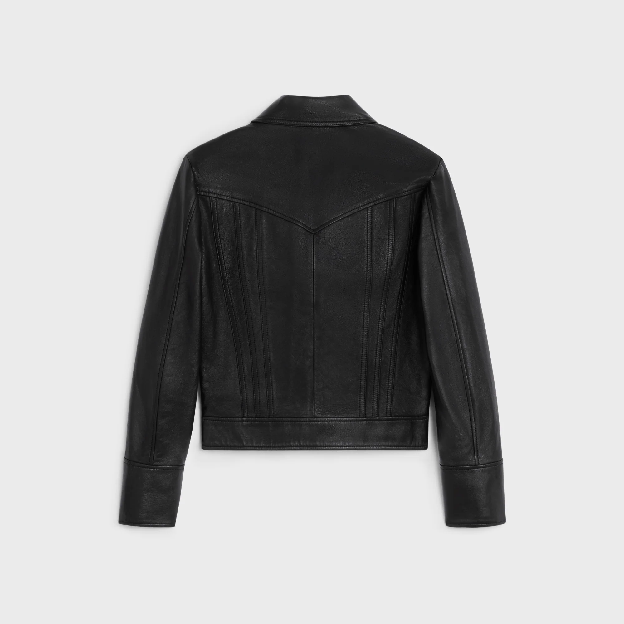 Straight Cut Jacket Lambskin Blouson Droit Découpes Agneau Souple - Black - Image 2