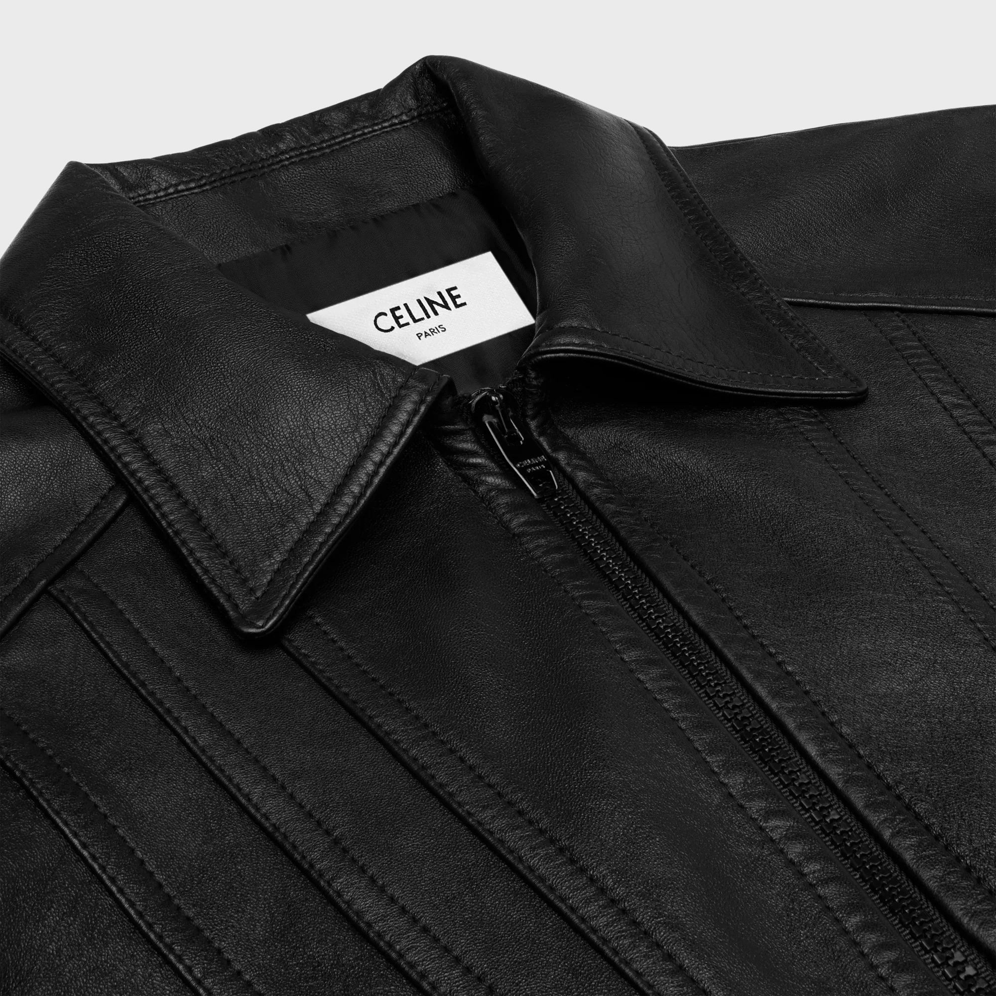Straight Cut Jacket Lambskin Blouson Droit Découpes Agneau Souple - Black - Image 3