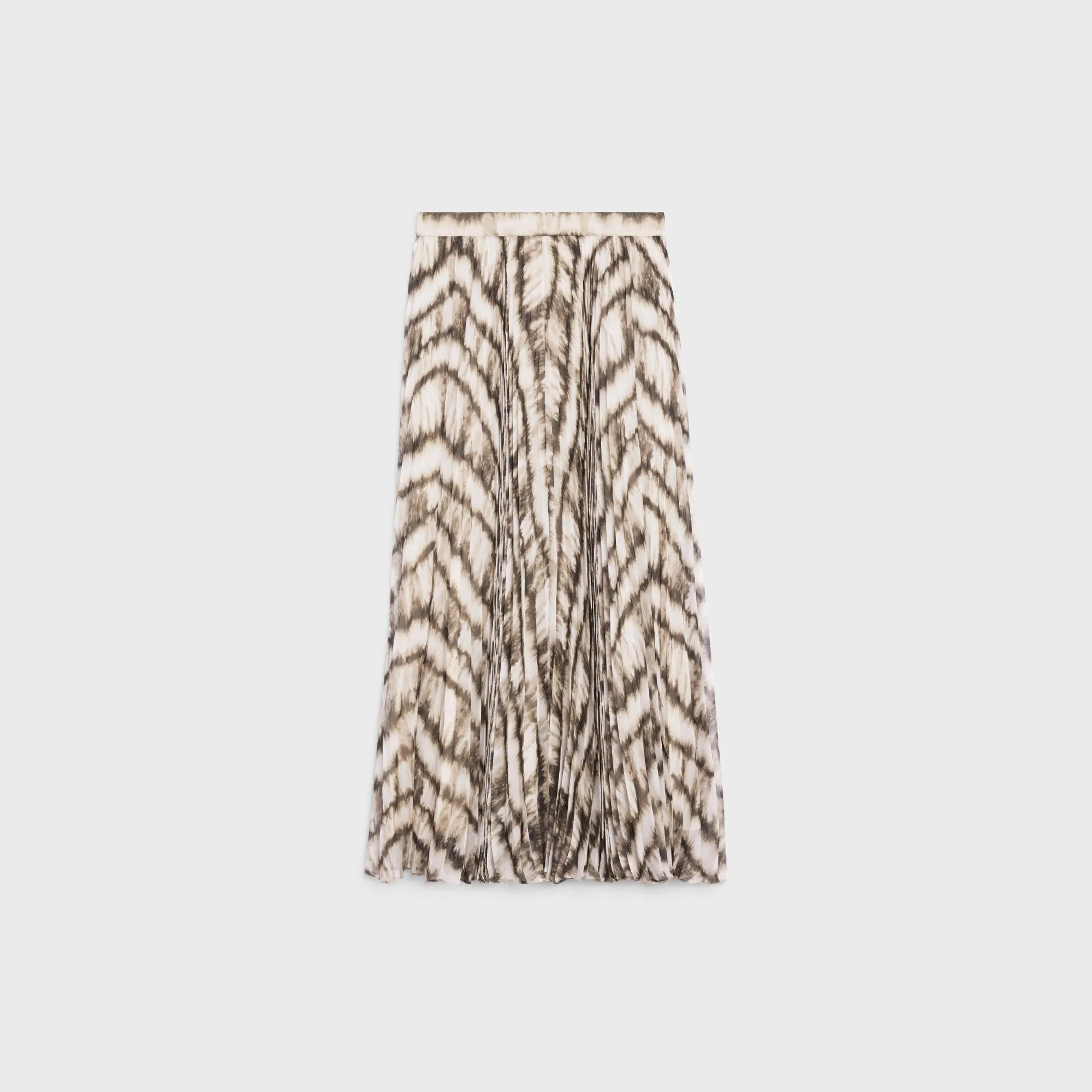 Jupe Plisse Soleil Georgette Rayure Tie Dye - Craie/Brun