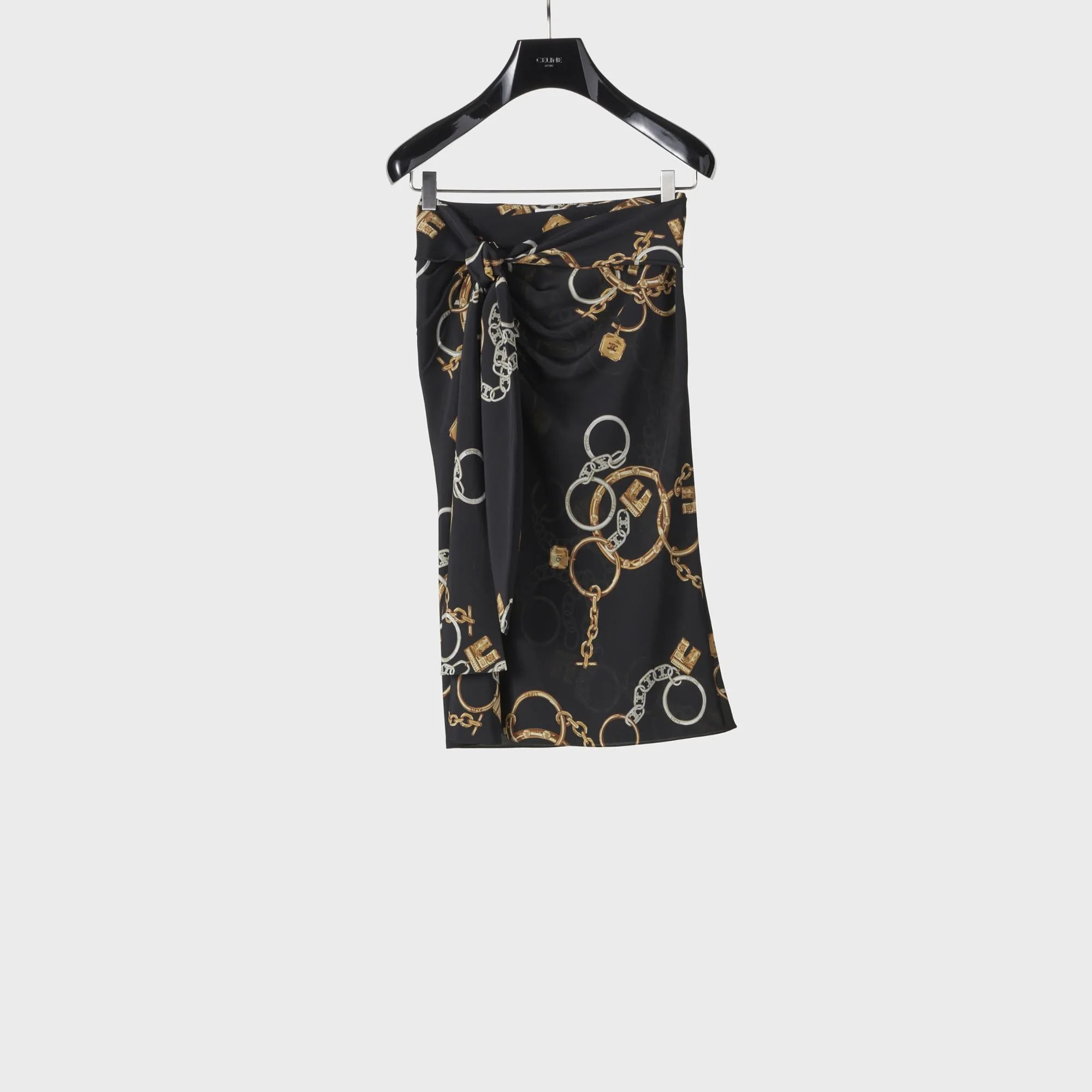 Skirt Foulard Crêpe De Chine Jupe - Noir/Anthracite - Image 3