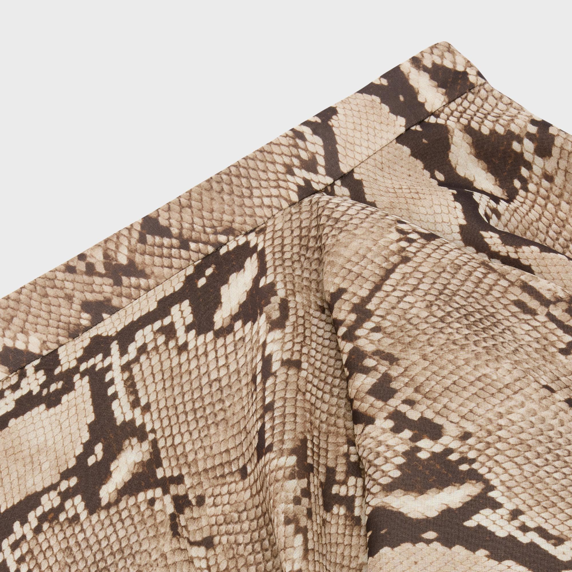 Skirt Asymétrique Drapée Georgette Maxi Python Jupe - Beige/Brun - Image 3