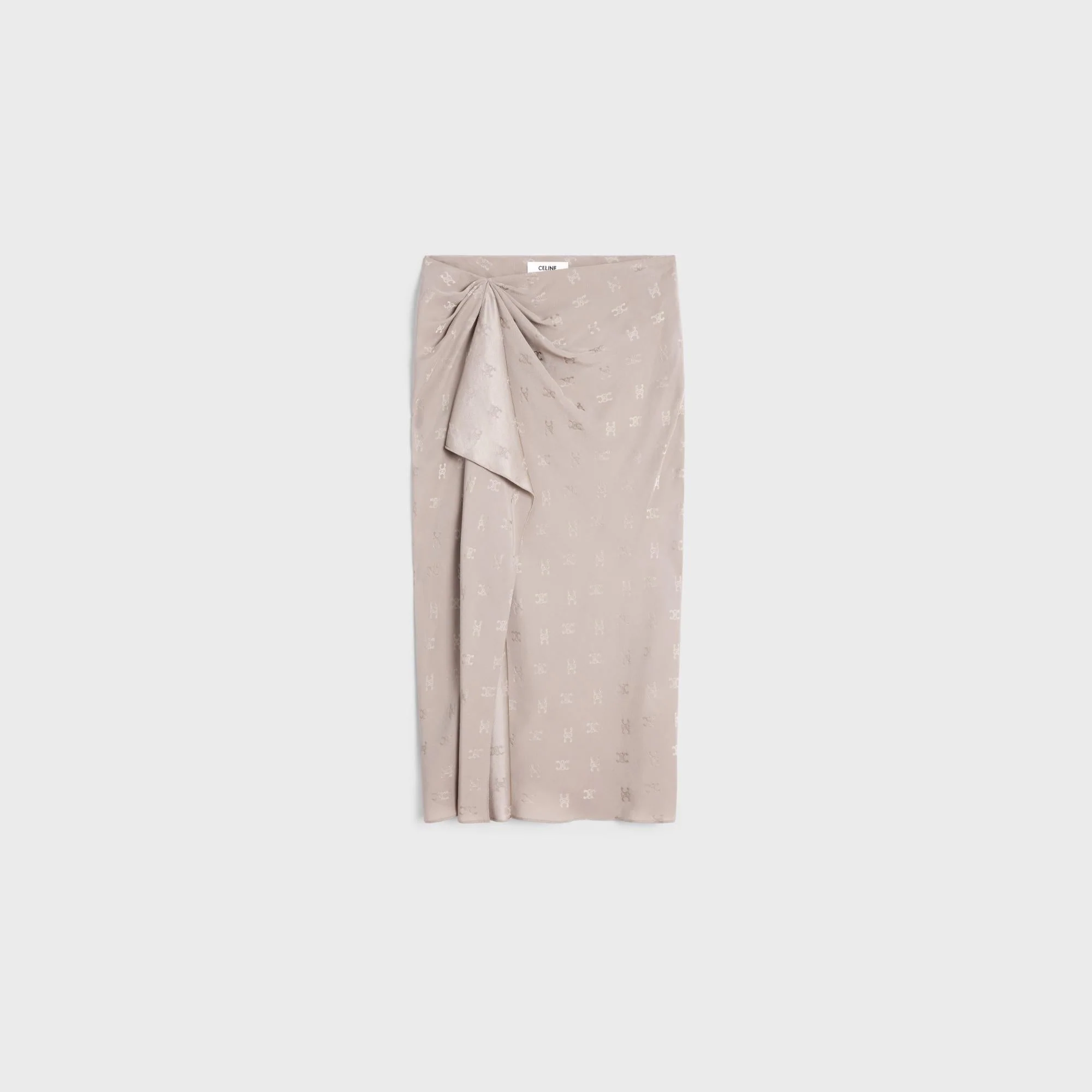 Skirt Drapée Soie Mat Brillant Jupe - Galet