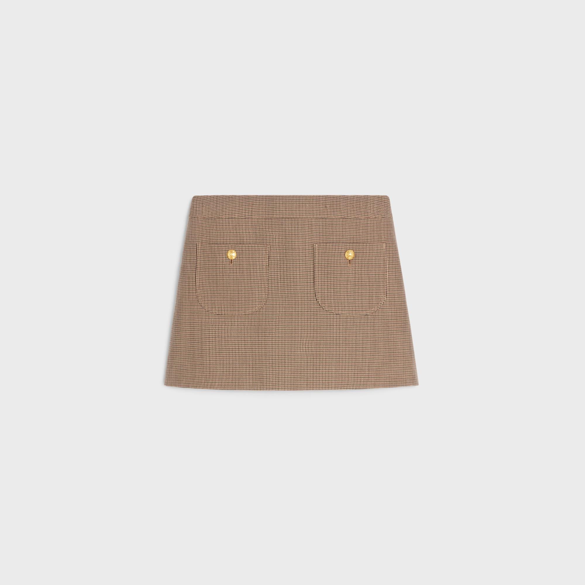 Jupe Trapèze Chelsea Laine Pied De Poule - Bordeaux / Beige / Black