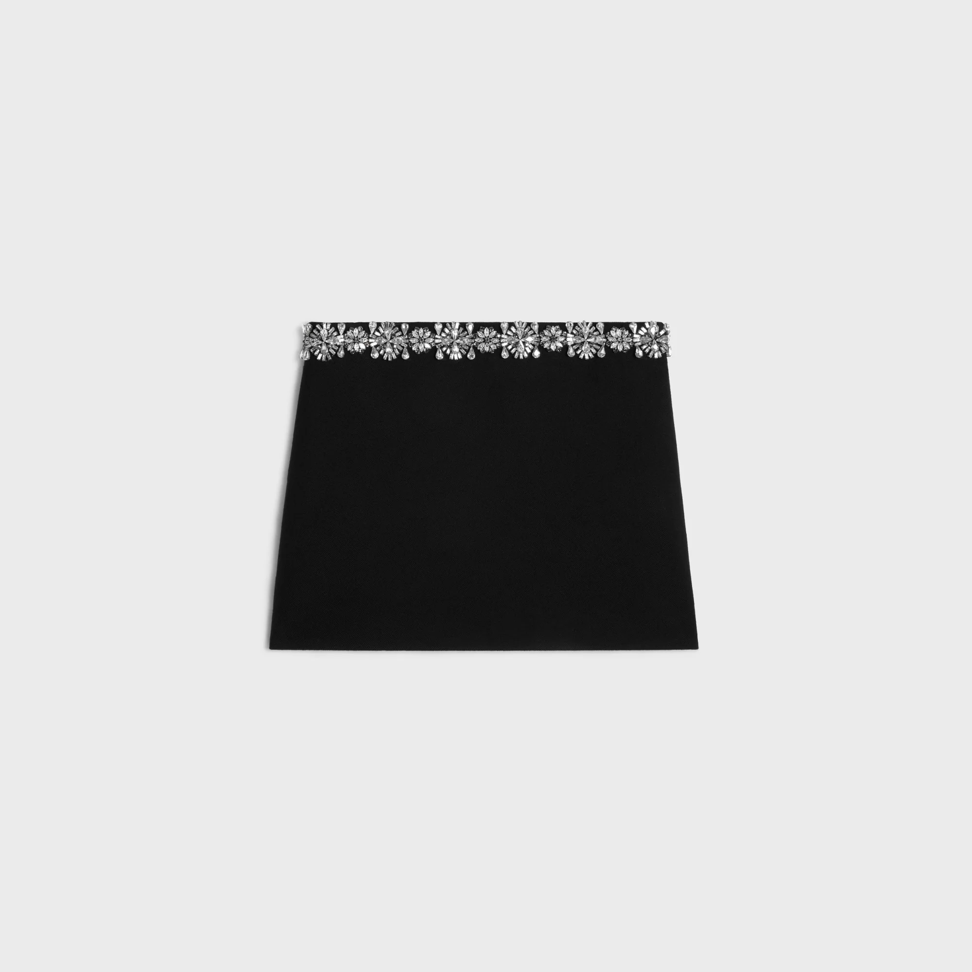 Mini Jupe Details Bijoux Diagonal Wool - Black