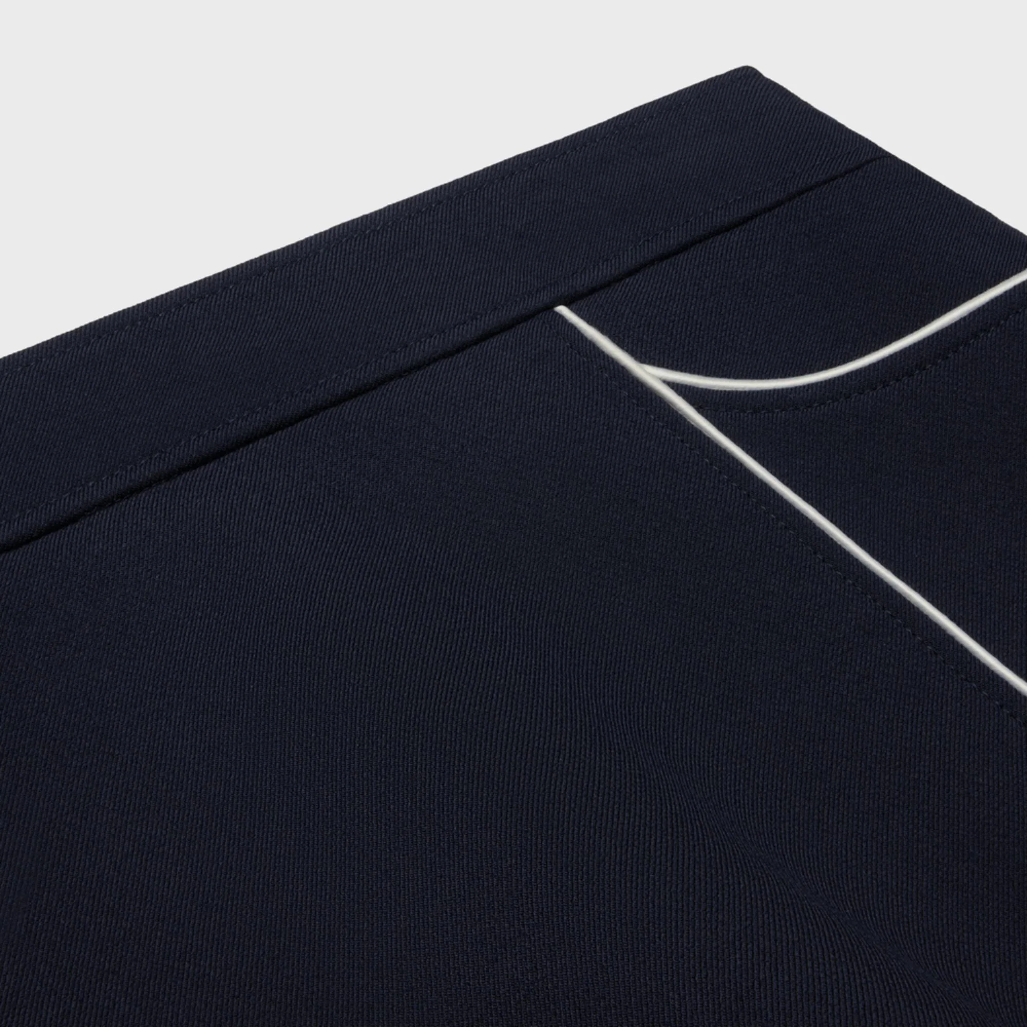 Mini Jupe Trapeze Piping Double Laine Gauffree Legere - Navy - Image 3