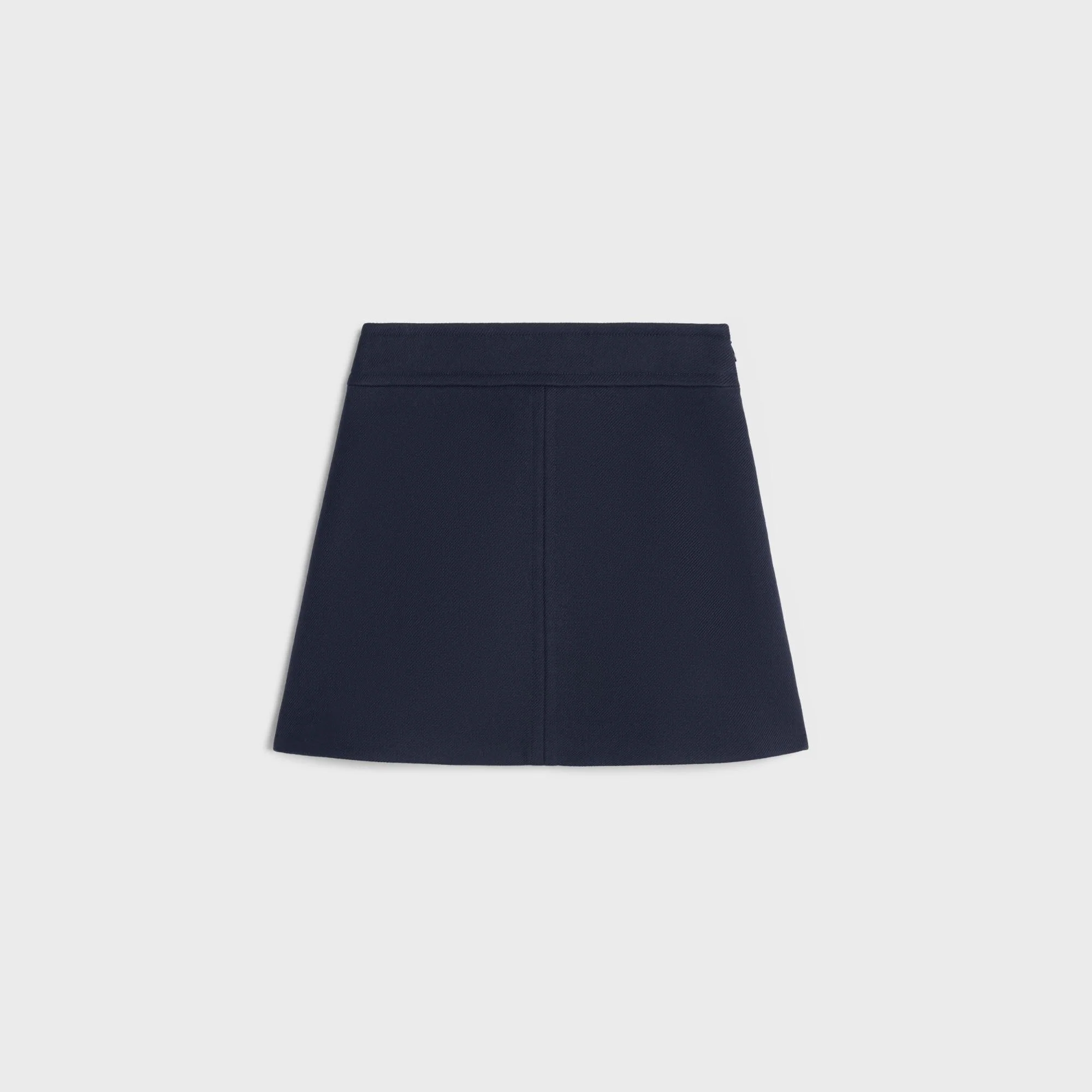 Mini Jupe Trapeze Taille Haute Tricotine Laine Double - Ink