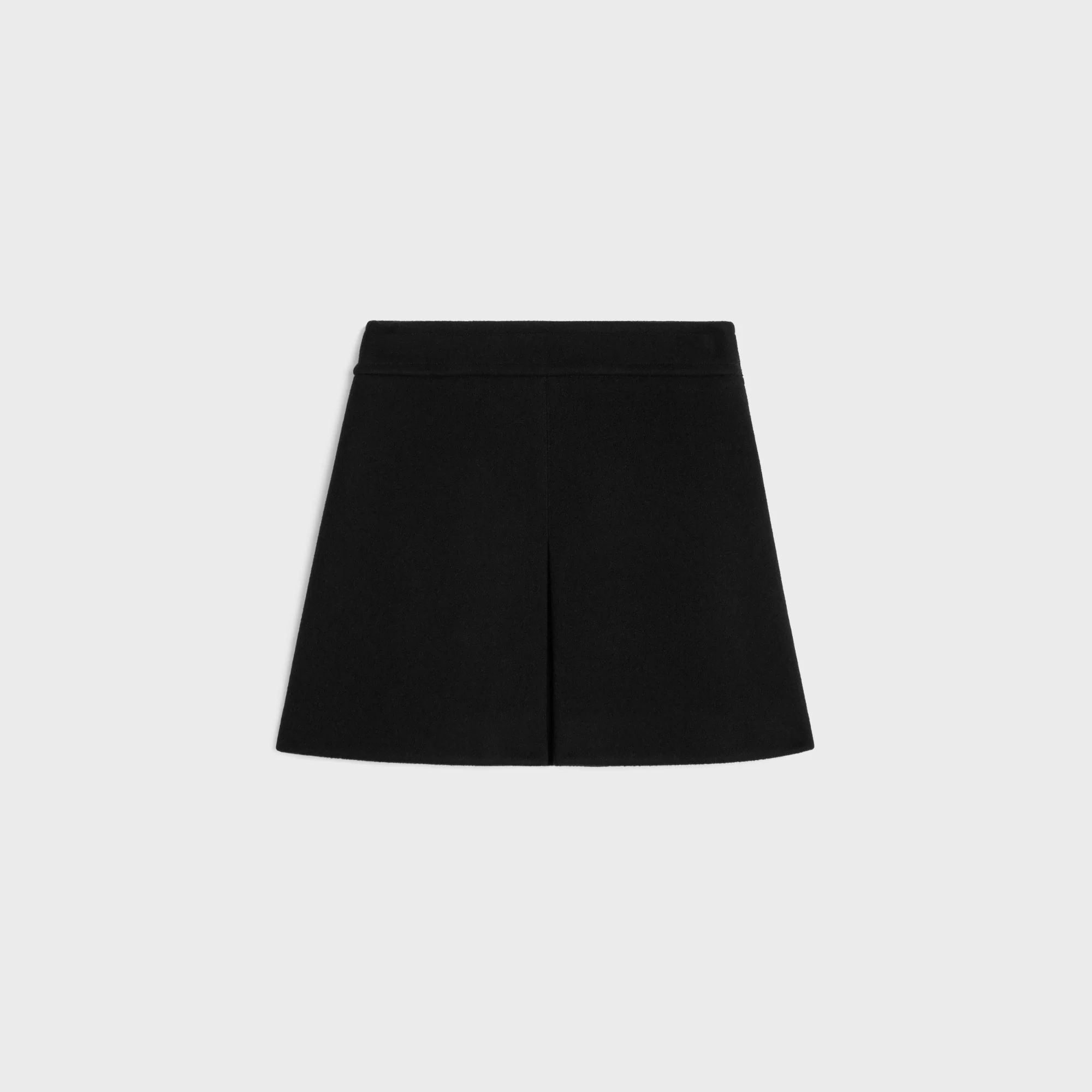 Mini Skirt Trapeze Taille Haute Cashmere Cloth Jupe - Black