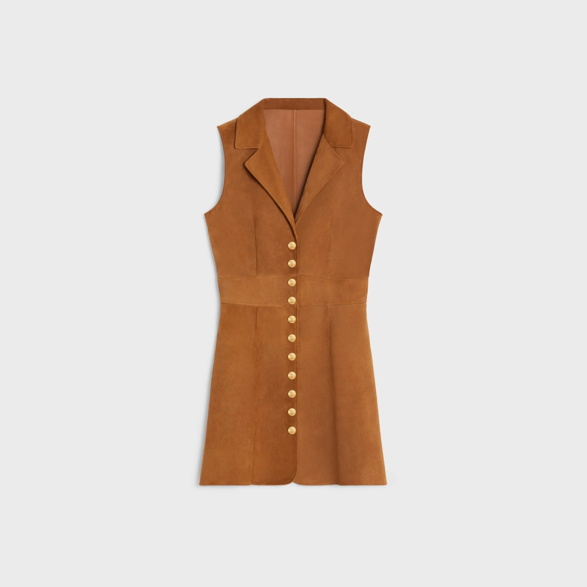 Dress Cintree Retro Suede Robe - Camel