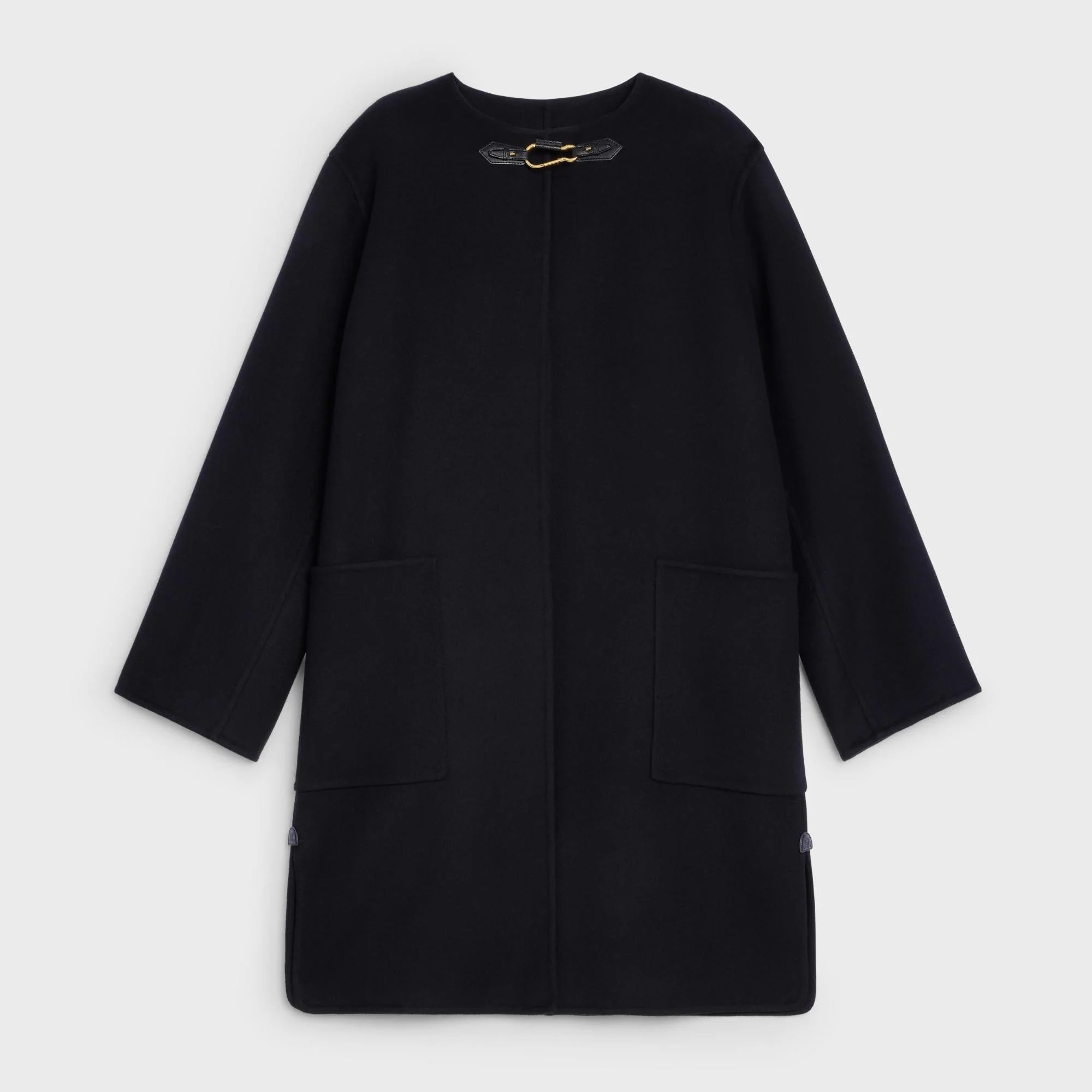 Manteau Col Pur Double Face Double-Face Cashmere - Black