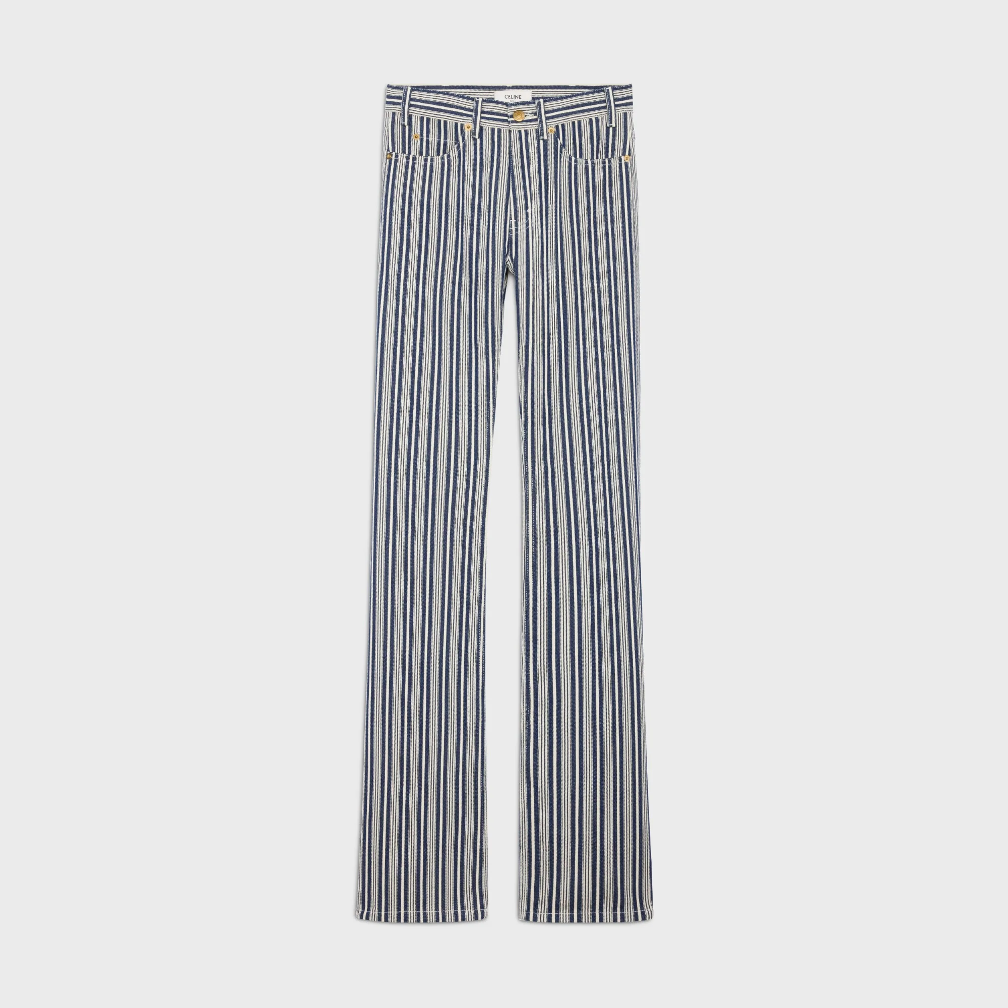 Jeans Lulu Coton Rayures Hickory - Blue/White Rinsed