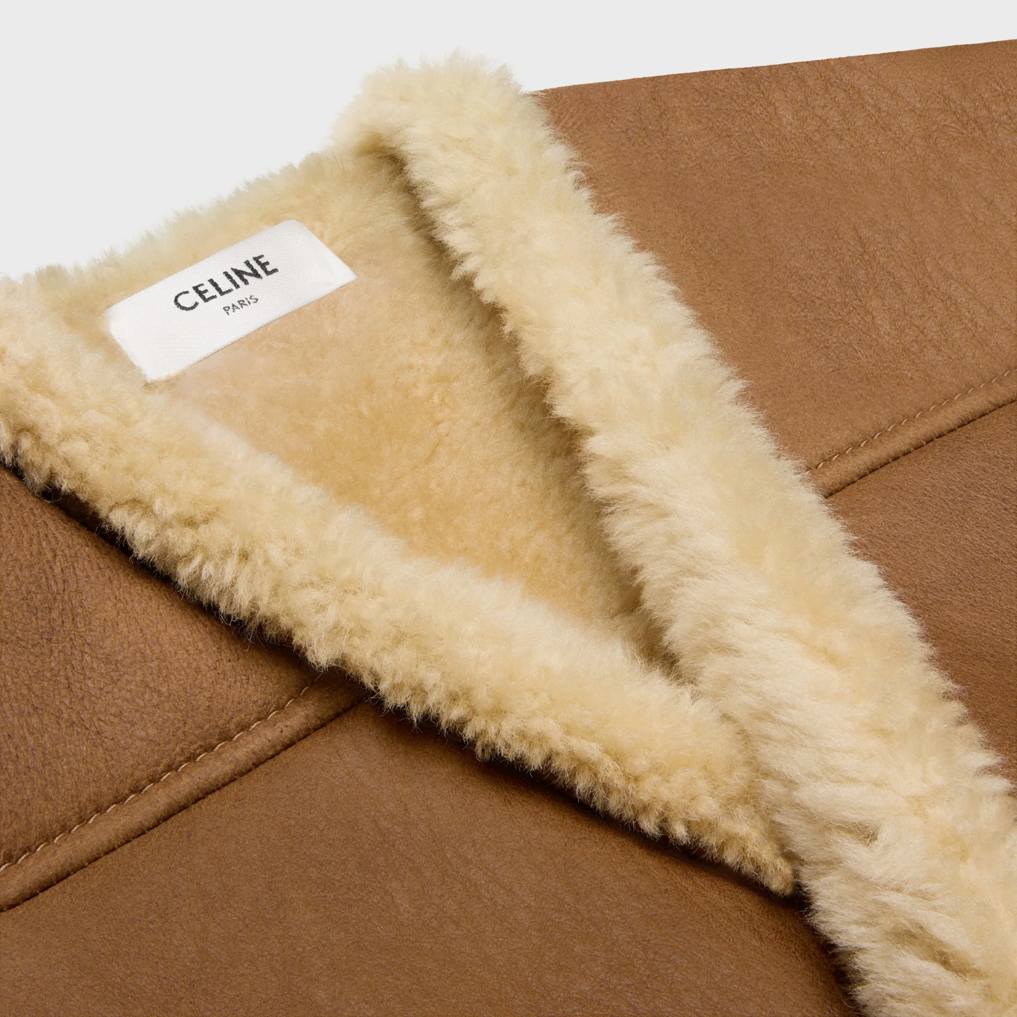 Veste Sans Manches Oversized Shearling Agneau Frise Finition Patinee - Sahara / Honey - Image 3