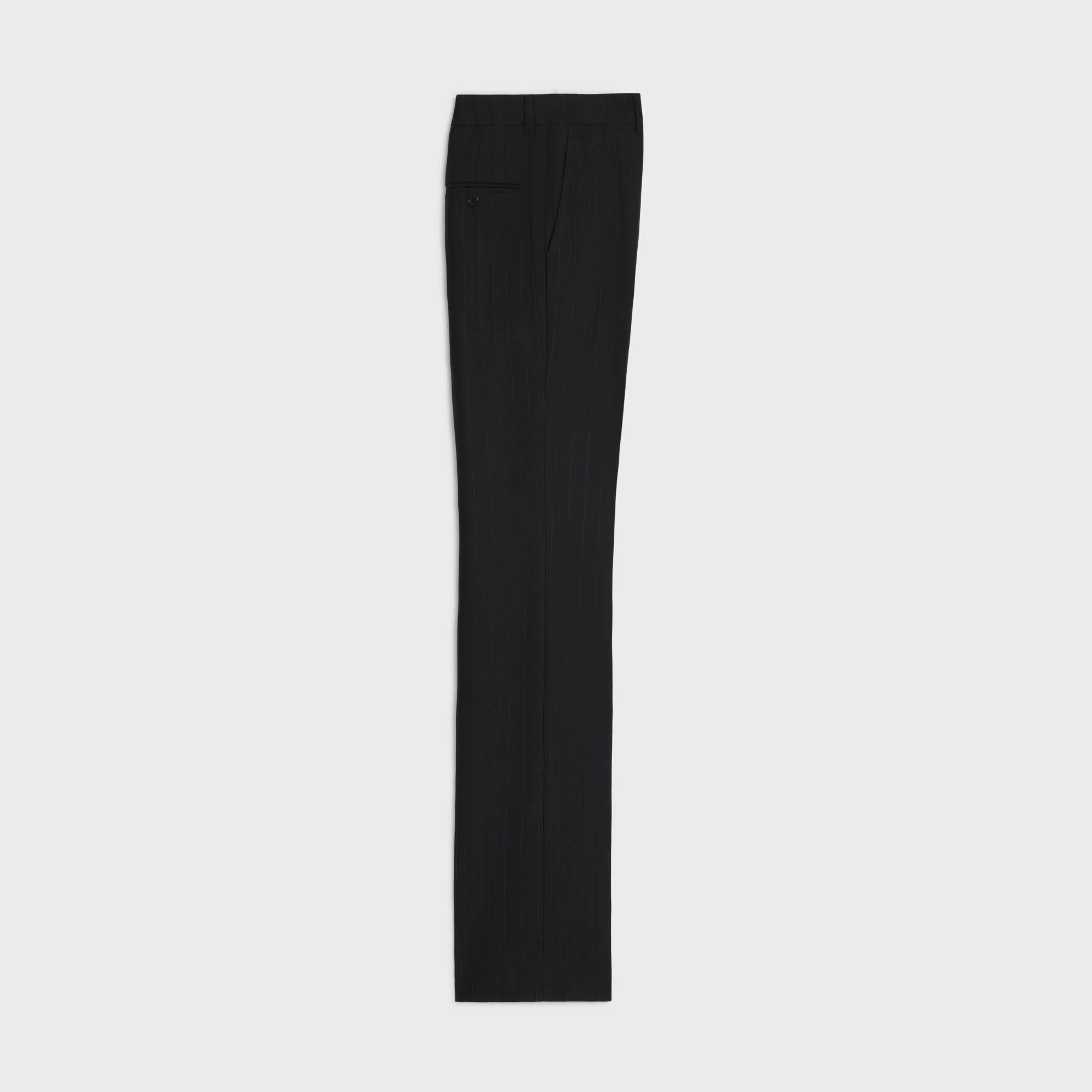 Pants Flare Anglais Gabardine Laine Rayure Satin Pantalon - Noir/Marron - Image 2