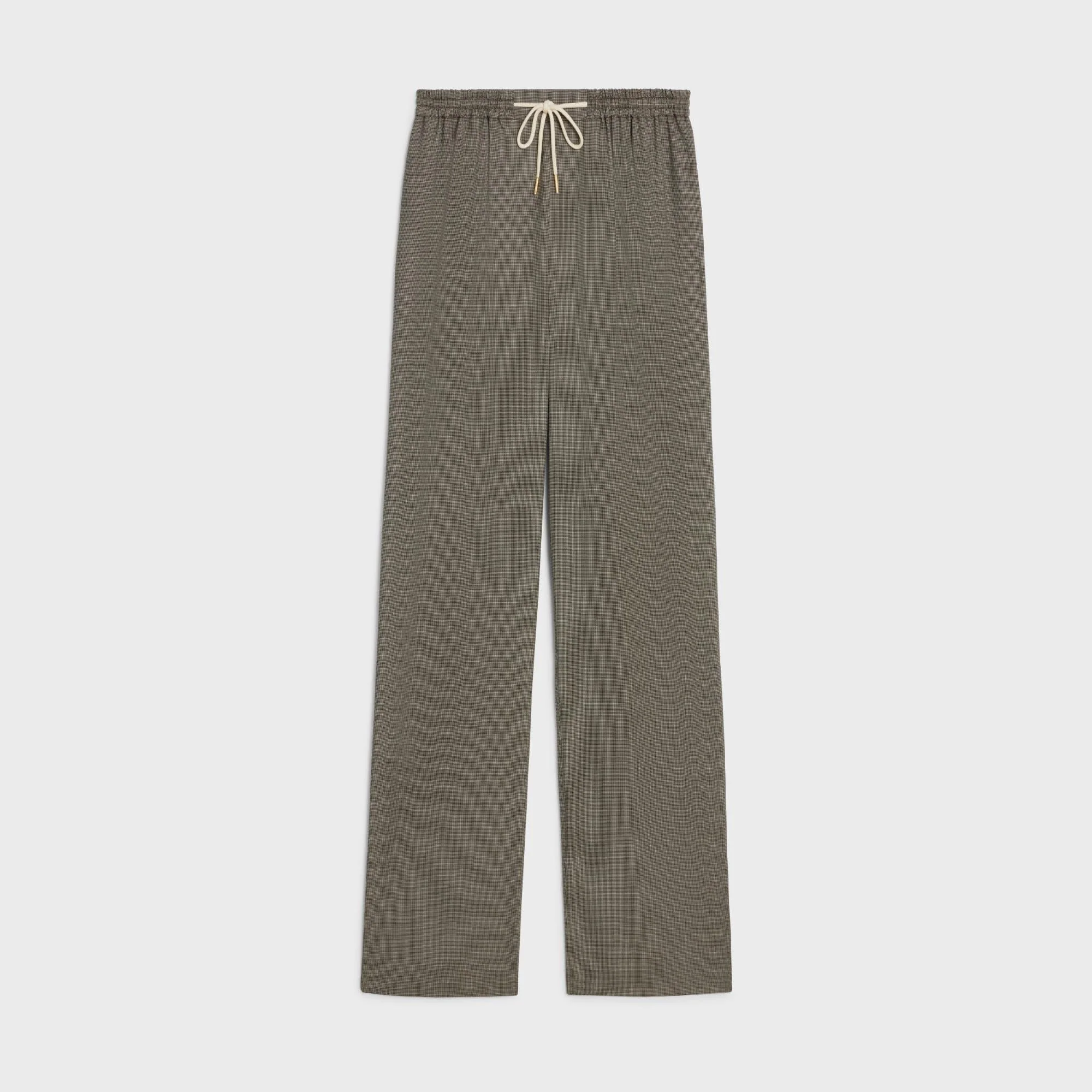 Pants Droit 2 Poches Laine Soie Carreaux Pantalon - Ivoire/Ebene