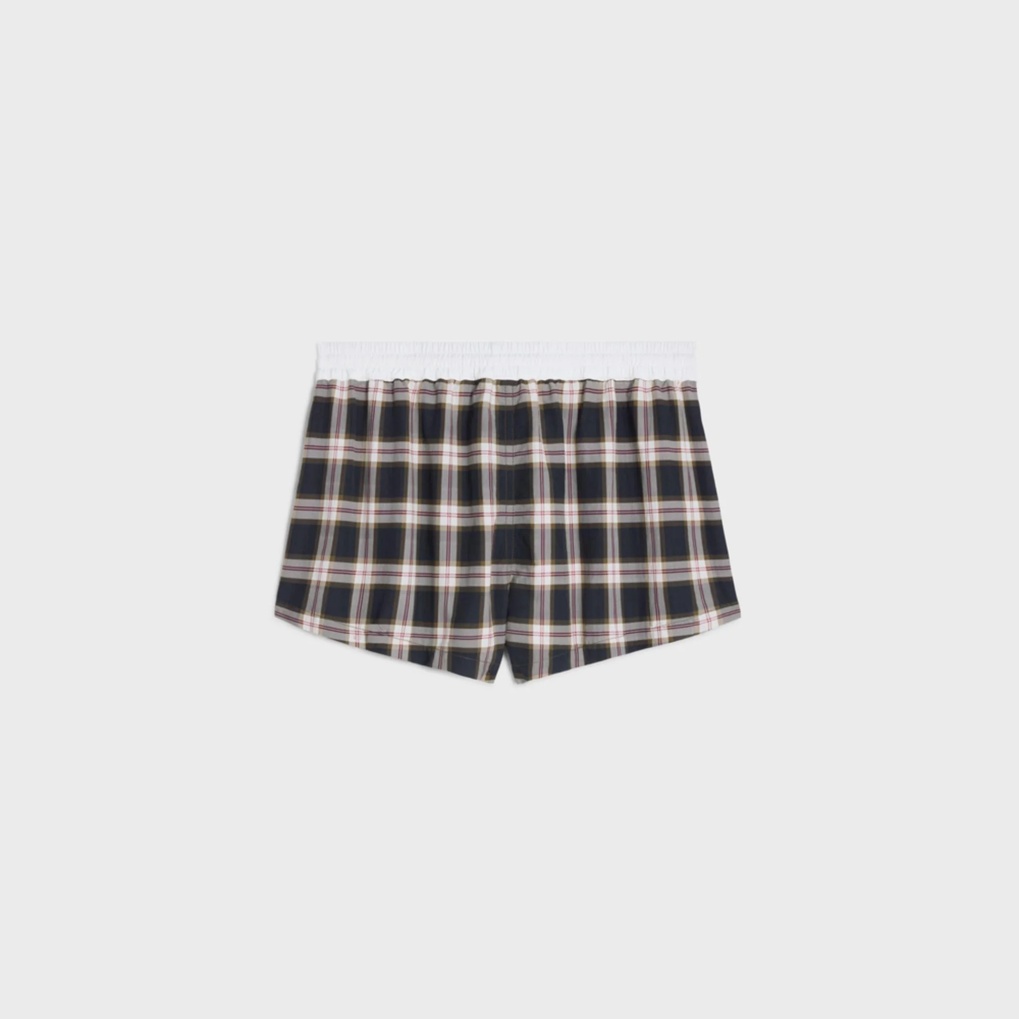 Mini Short Plage Celine Panama Carreaux Finlande - Anthracite/Craie/Rouge - Image 2