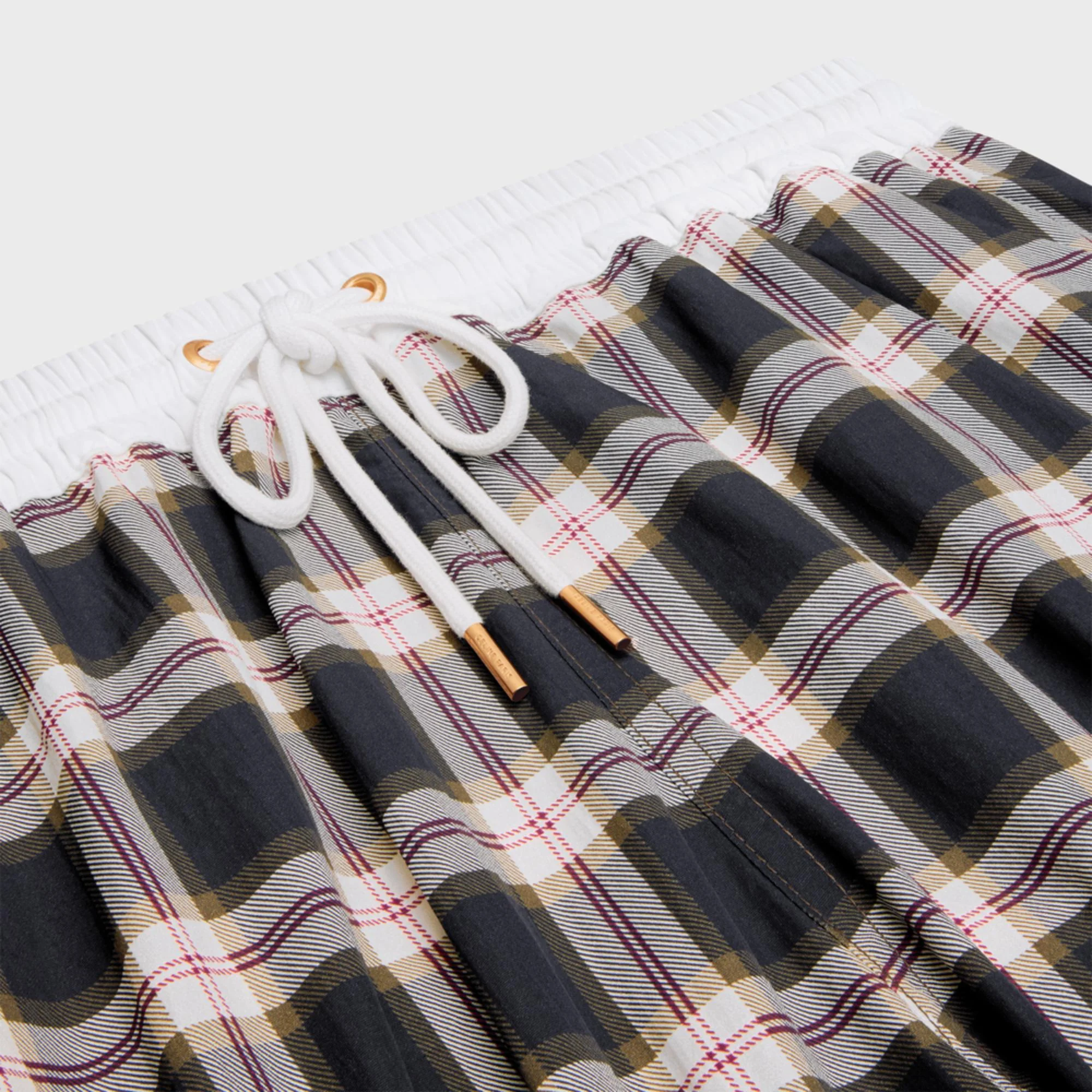 Mini Short Plage Celine Panama Carreaux Finlande - Anthracite/Craie/Rouge - Image 3