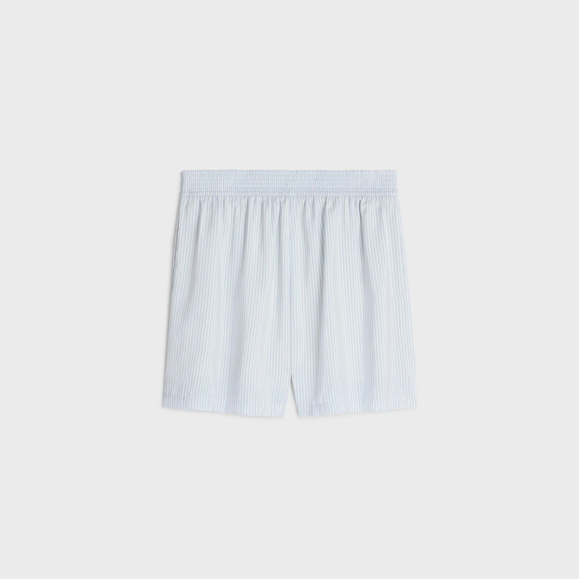 Short Ensemble Soie Rayure Vosges - Blanc/Bleu Ciel - Image 2
