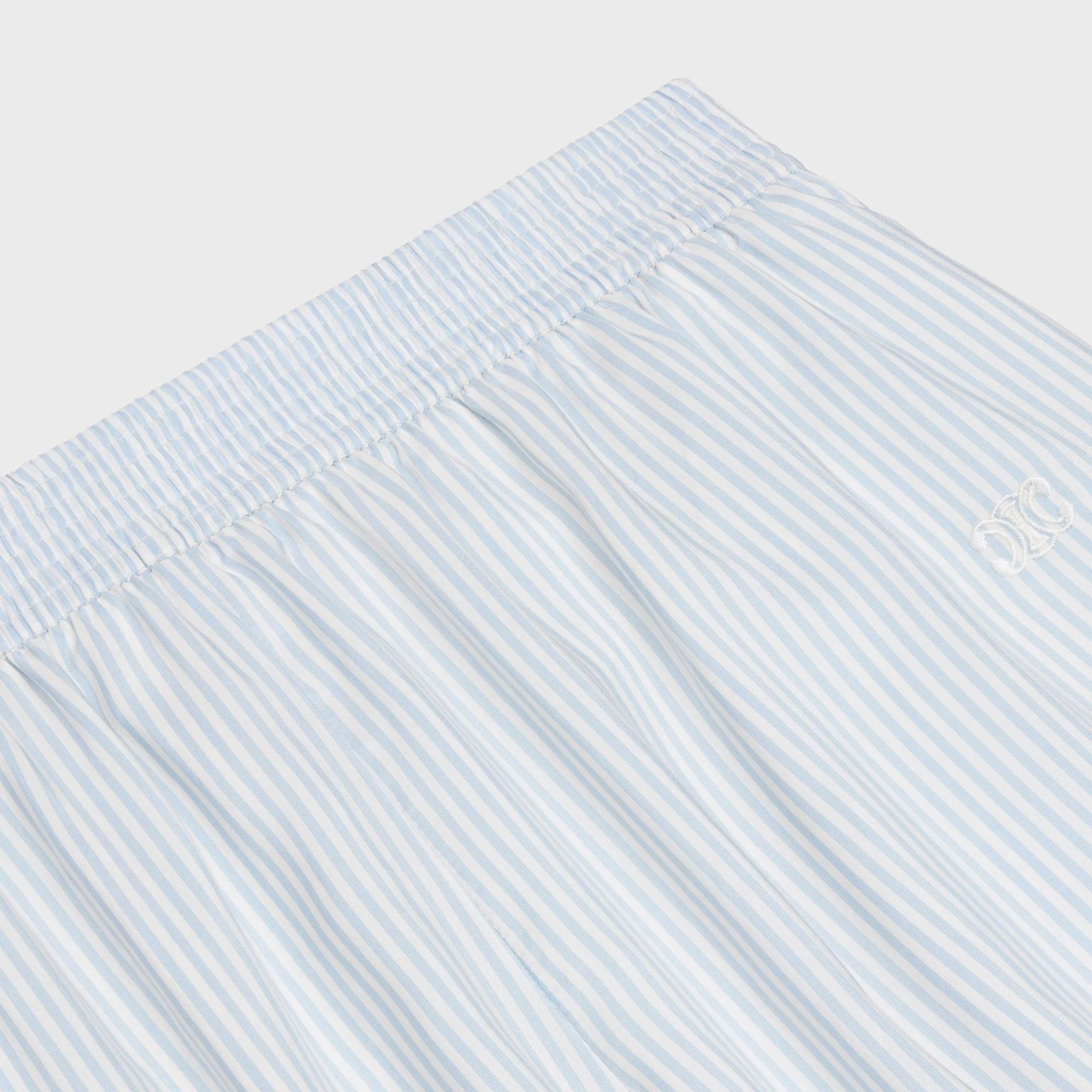 Short Ensemble Soie Rayure Vosges - Blanc/Bleu Ciel - Image 3
