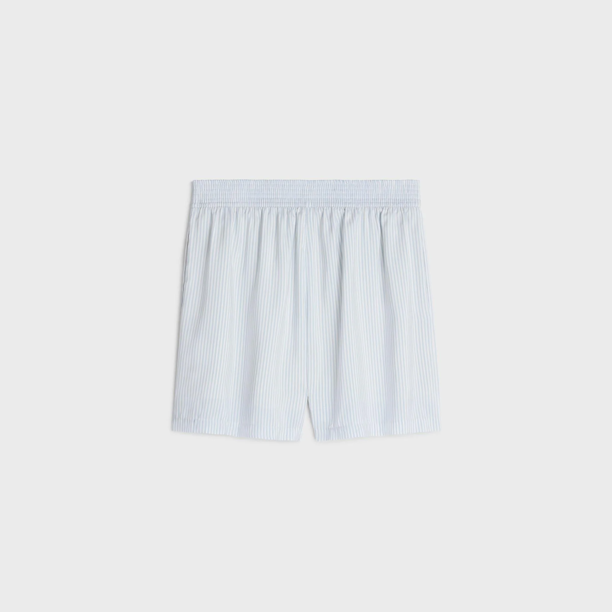Short Ensemble Soie Rayure Vosges - Blanc/Bleu Ciel - Image 2