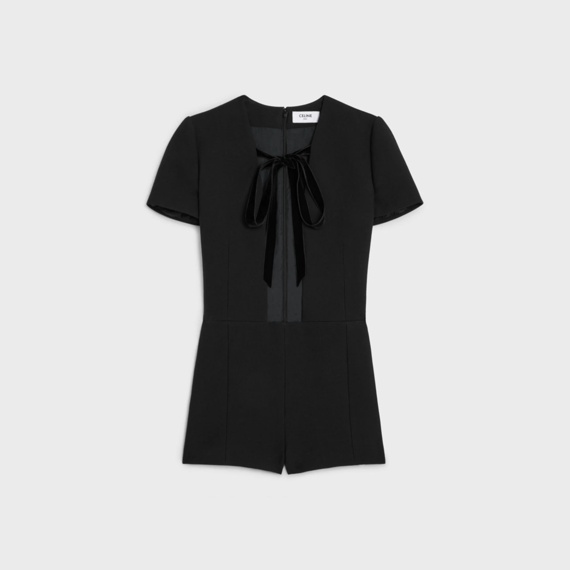 Combishort Encolure Rectangle Double Laine Gauffree - Black