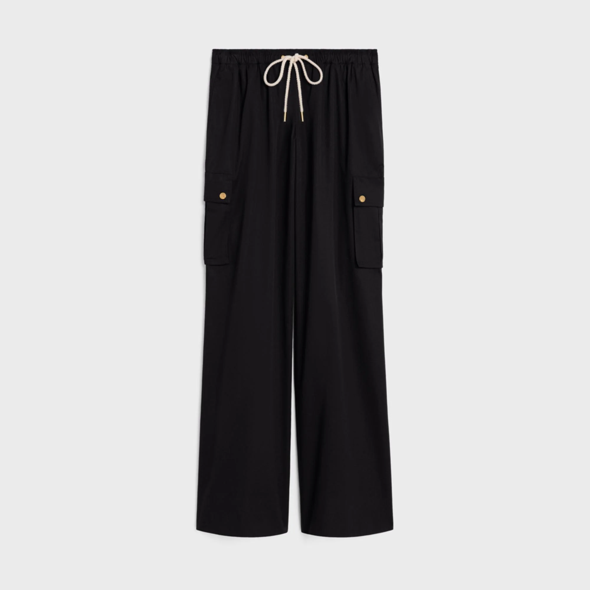 Pants Cargo Taille Basse Gabardine Coton Pantalon - Black
