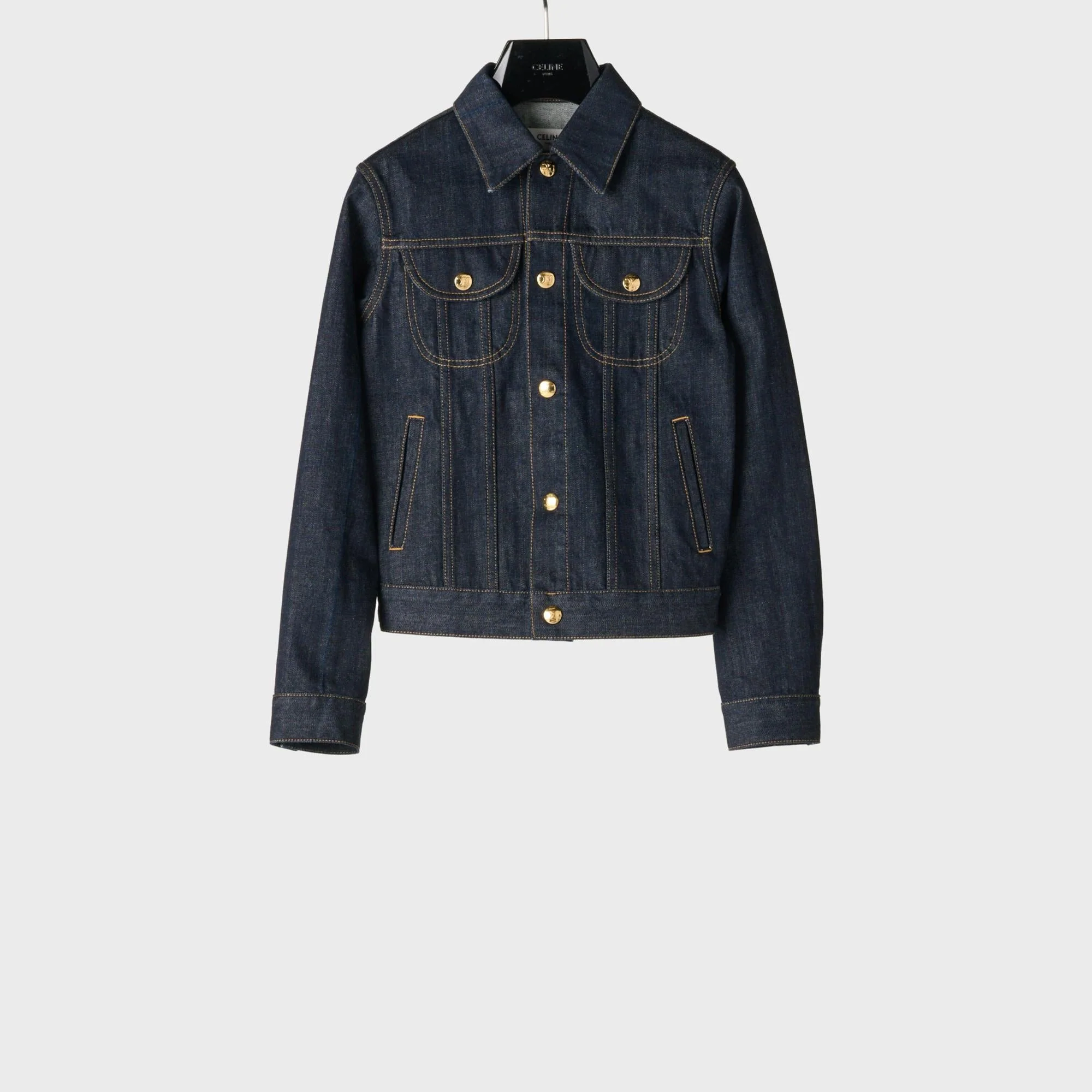 Veste Trucker Cropped 2 Poches Rigid Indigo Denim - Rinsed