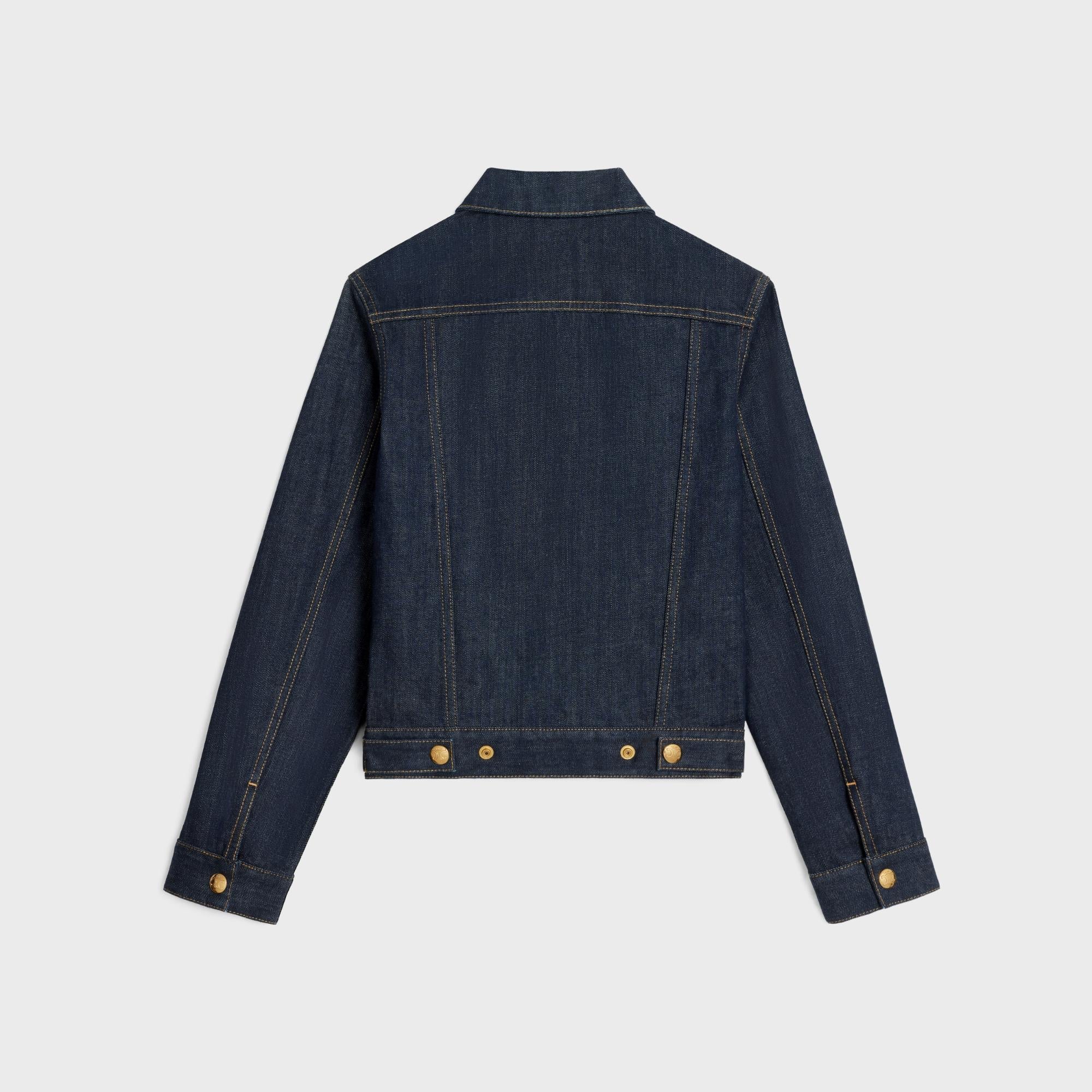 Veste Trucker Cropped 2 Poches Rigid Indigo Denim - Rinsed - Image 2