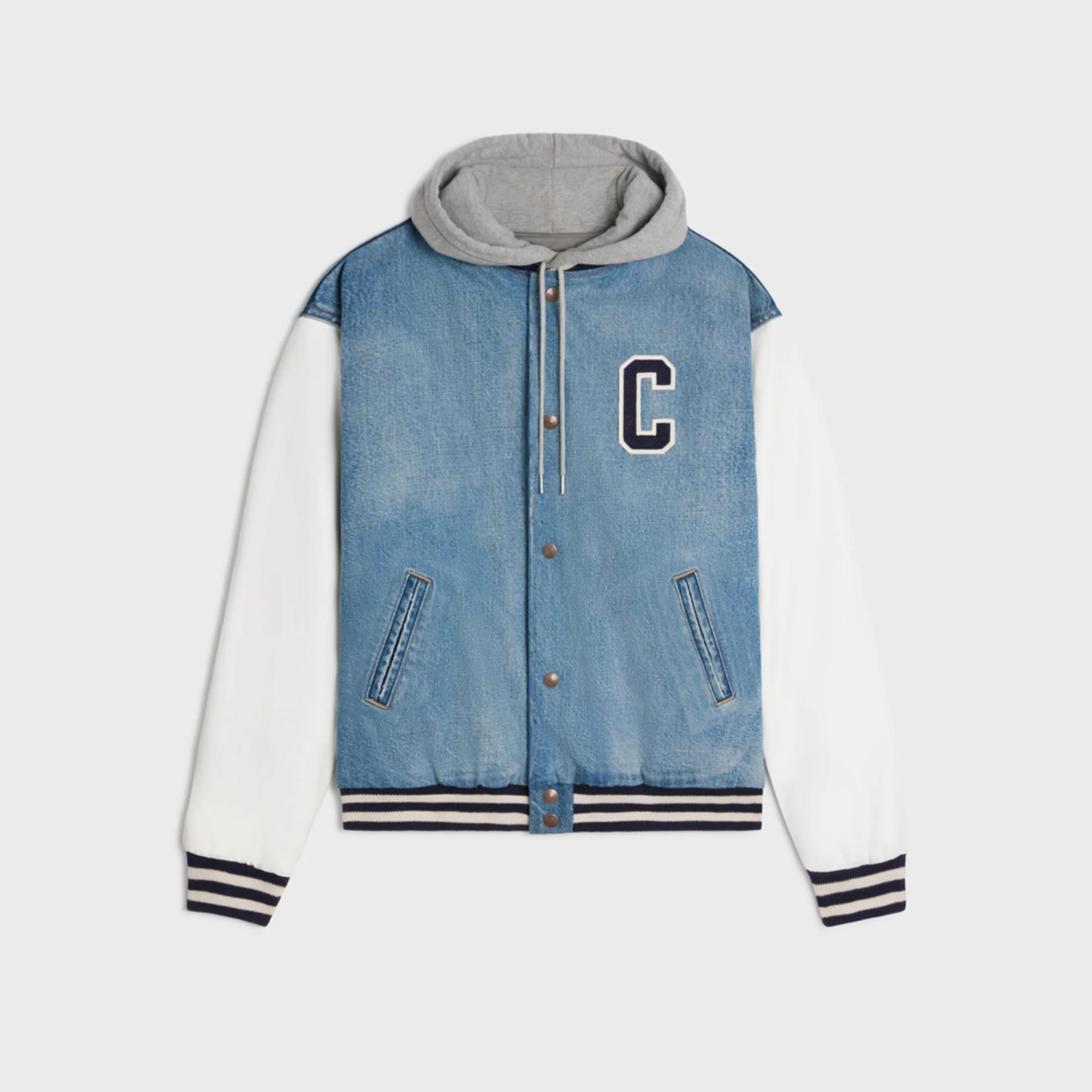 Hooded Teddy Jacket Rigid Indigo Denim - Pismo Wash