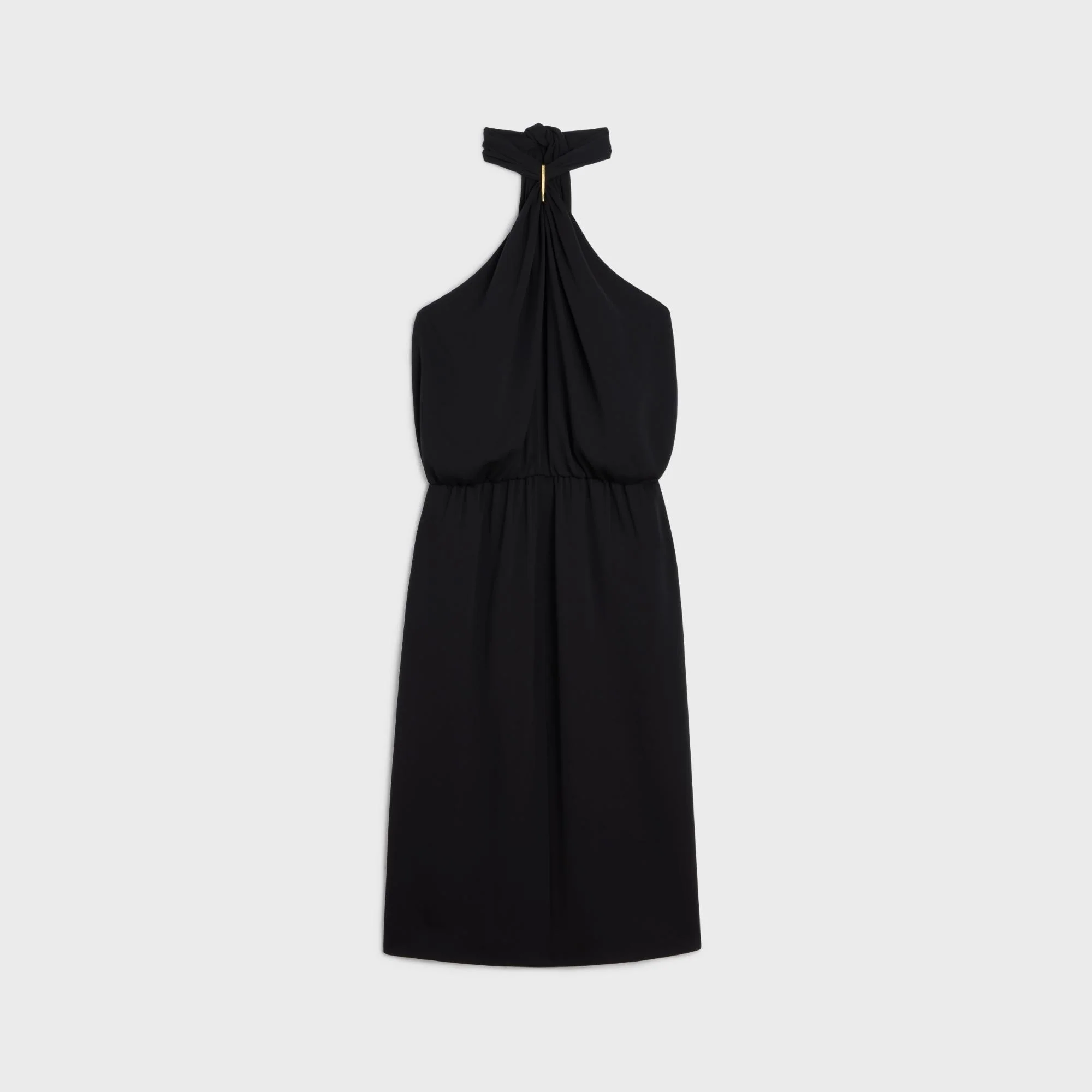 Dress Drapee Barrette Signature Cady Soie Lourd Robe - Black
