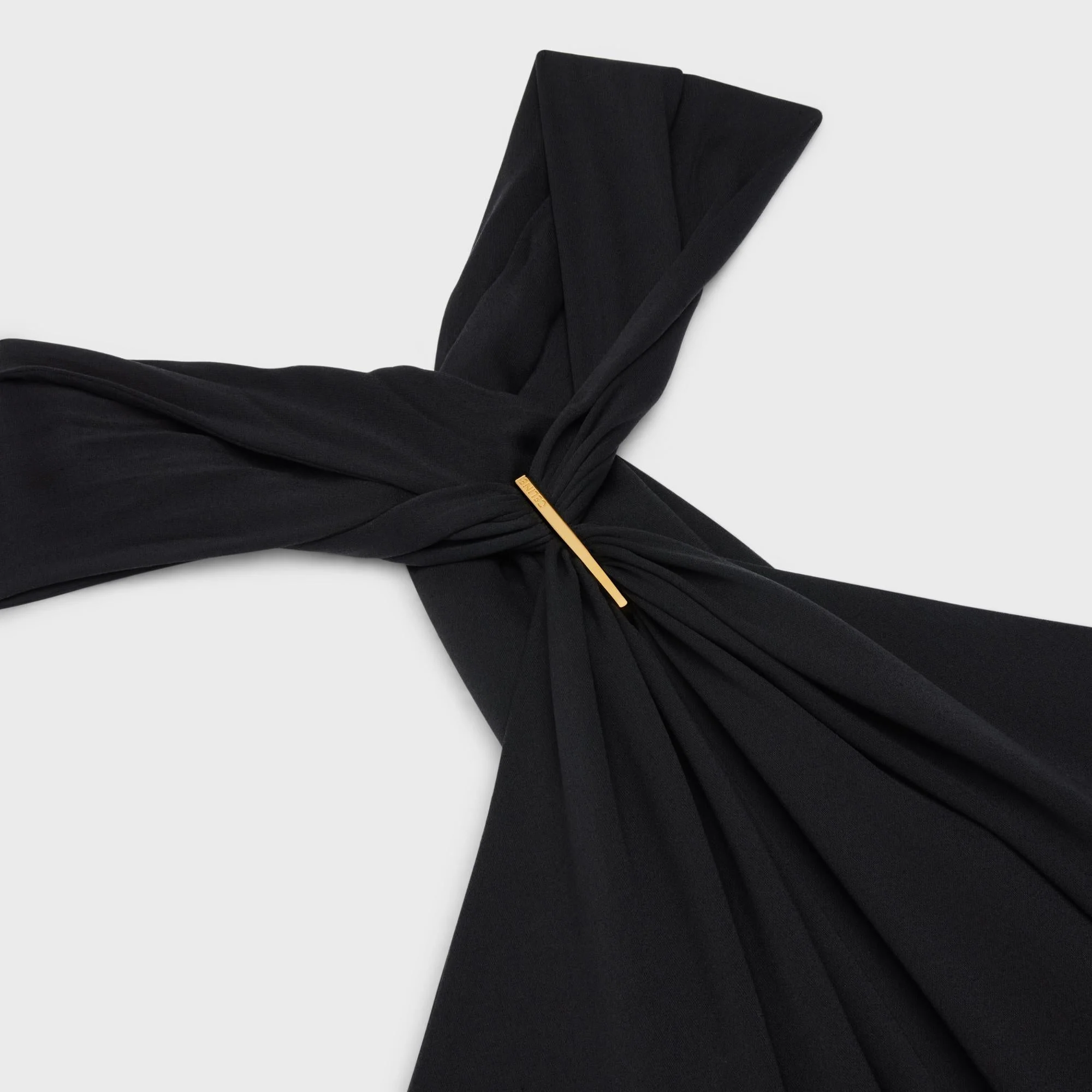 Dress Drapee Barrette Signature Cady Soie Lourd Robe - Black - Image 3