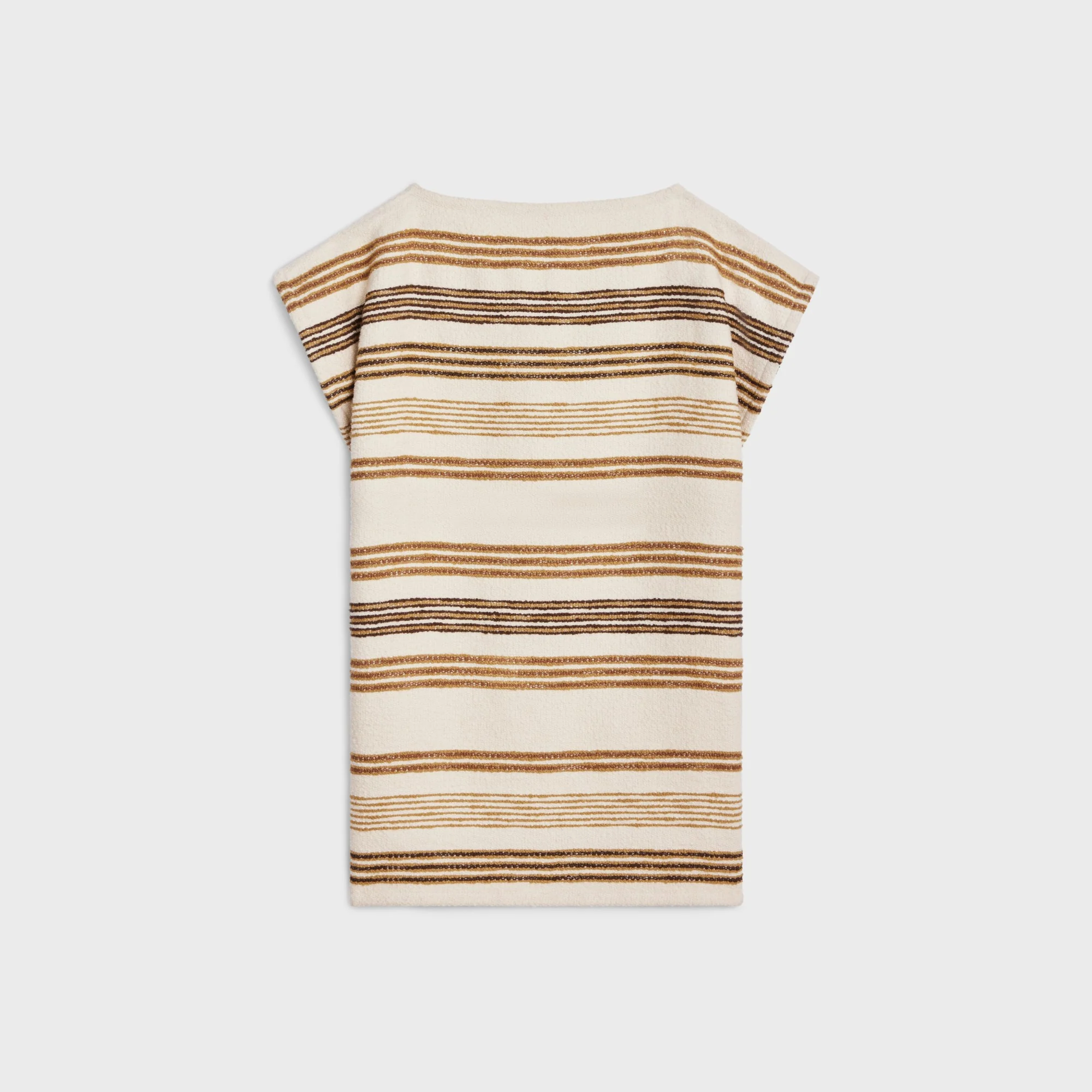 Robe Baja Coton Natte Raye Celine - Ivoire/Olive/Marron - Image 2