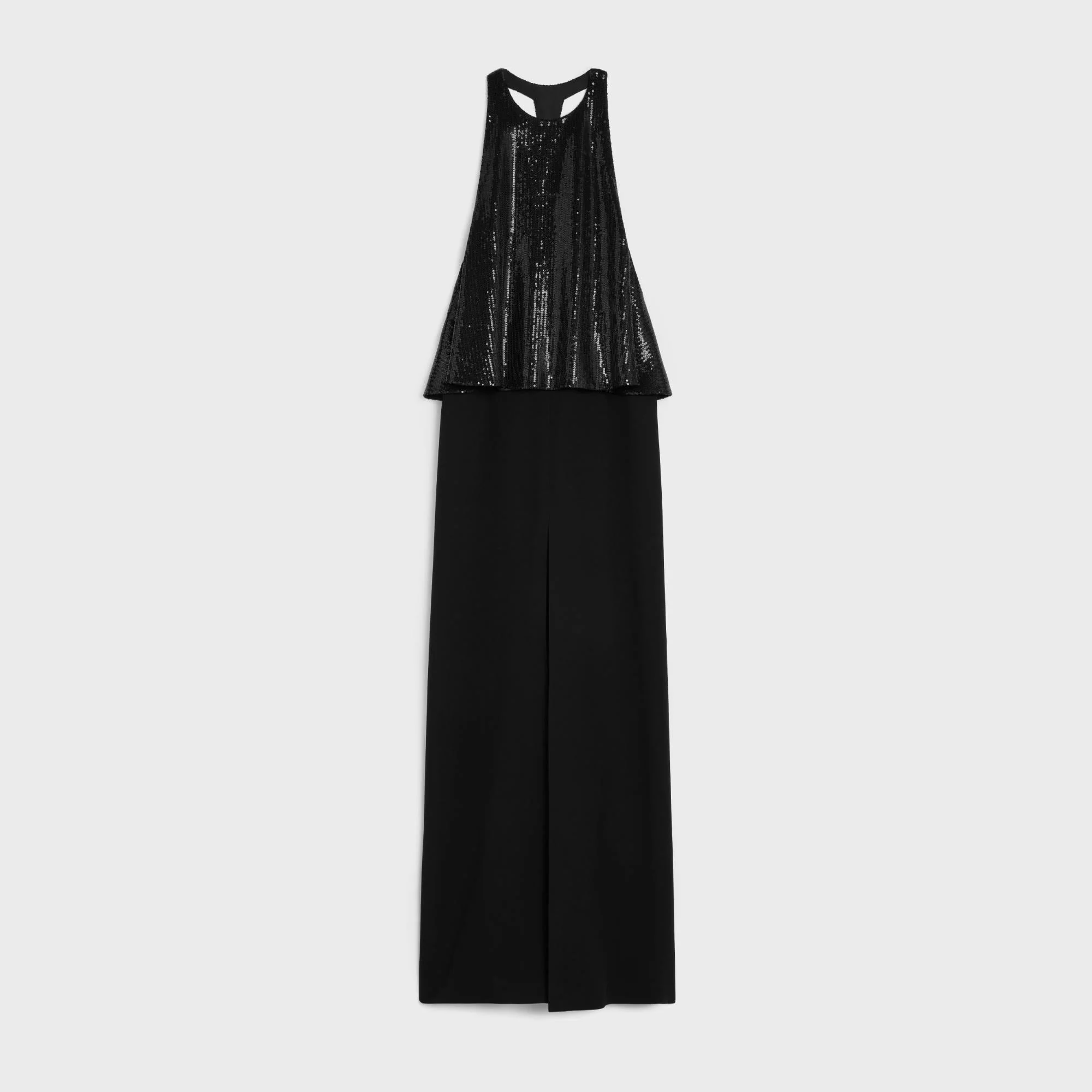 Dress Colonne Brodee Satin-Backed Crepe Robe - Black