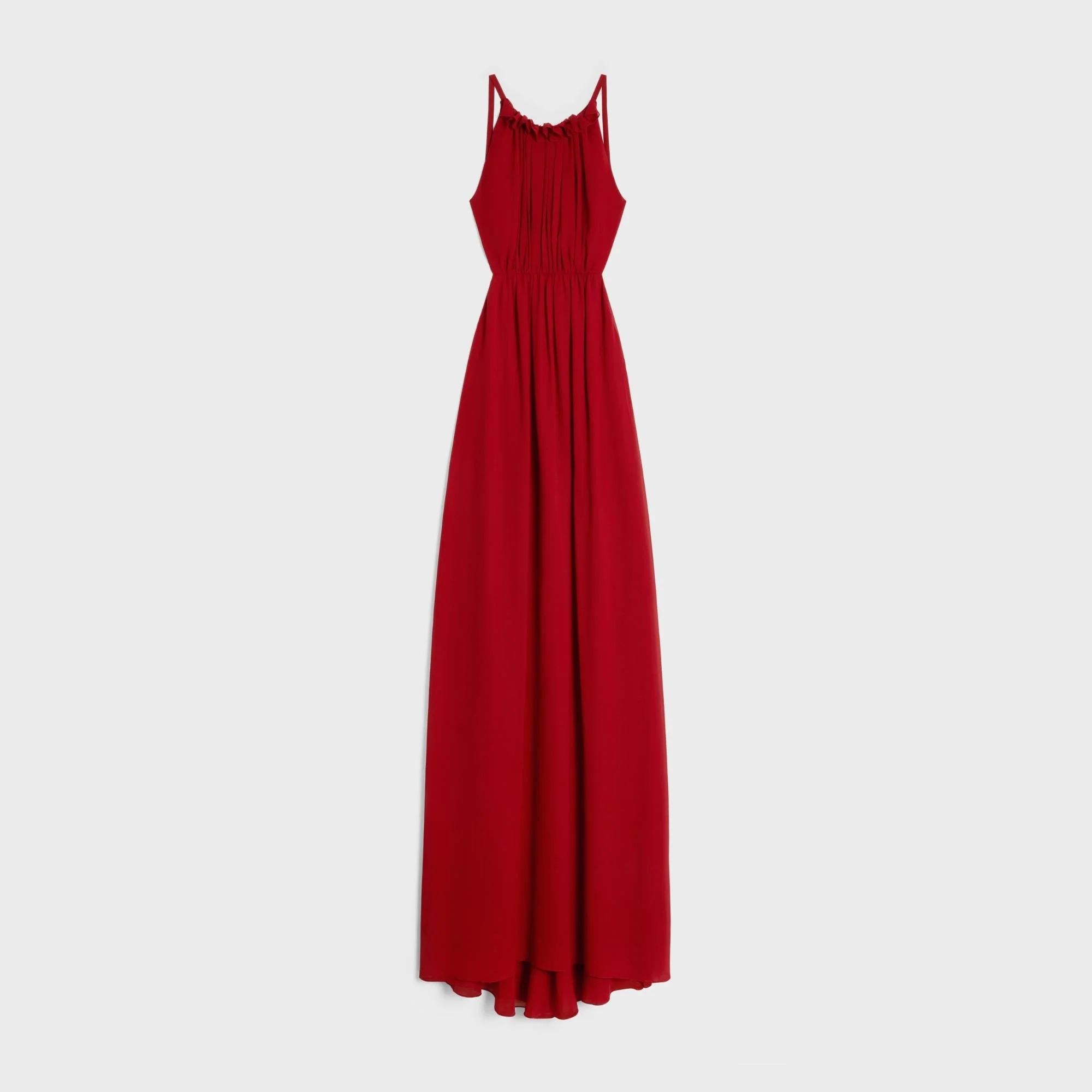 Dress Longue Dos Nu Silk Georgette Robe - Carmin