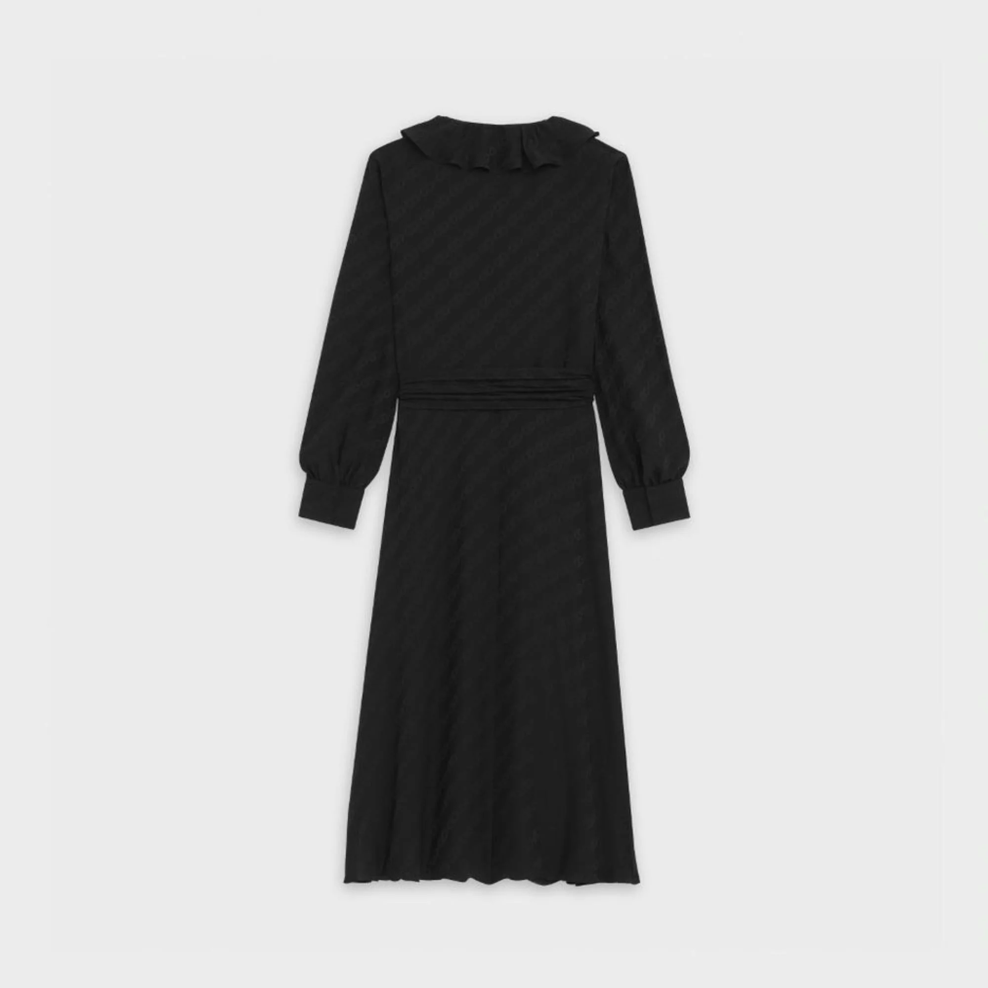 Dress Ruffled With Long Sleeves Silk Robe Volantee Manches Longues Jacq Soie Chaine Triomphe T/T - Black - Image 2