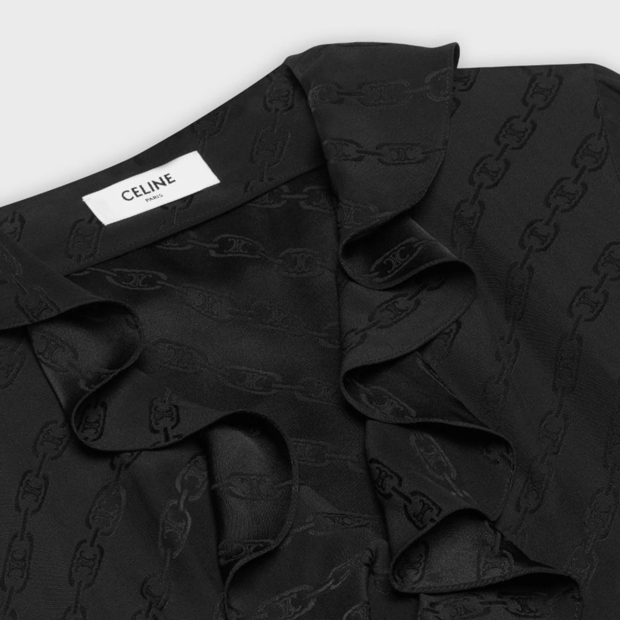 Dress Ruffled With Long Sleeves Silk Robe Volantee Manches Longues Jacq Soie Chaine Triomphe T/T - Black - Image 3