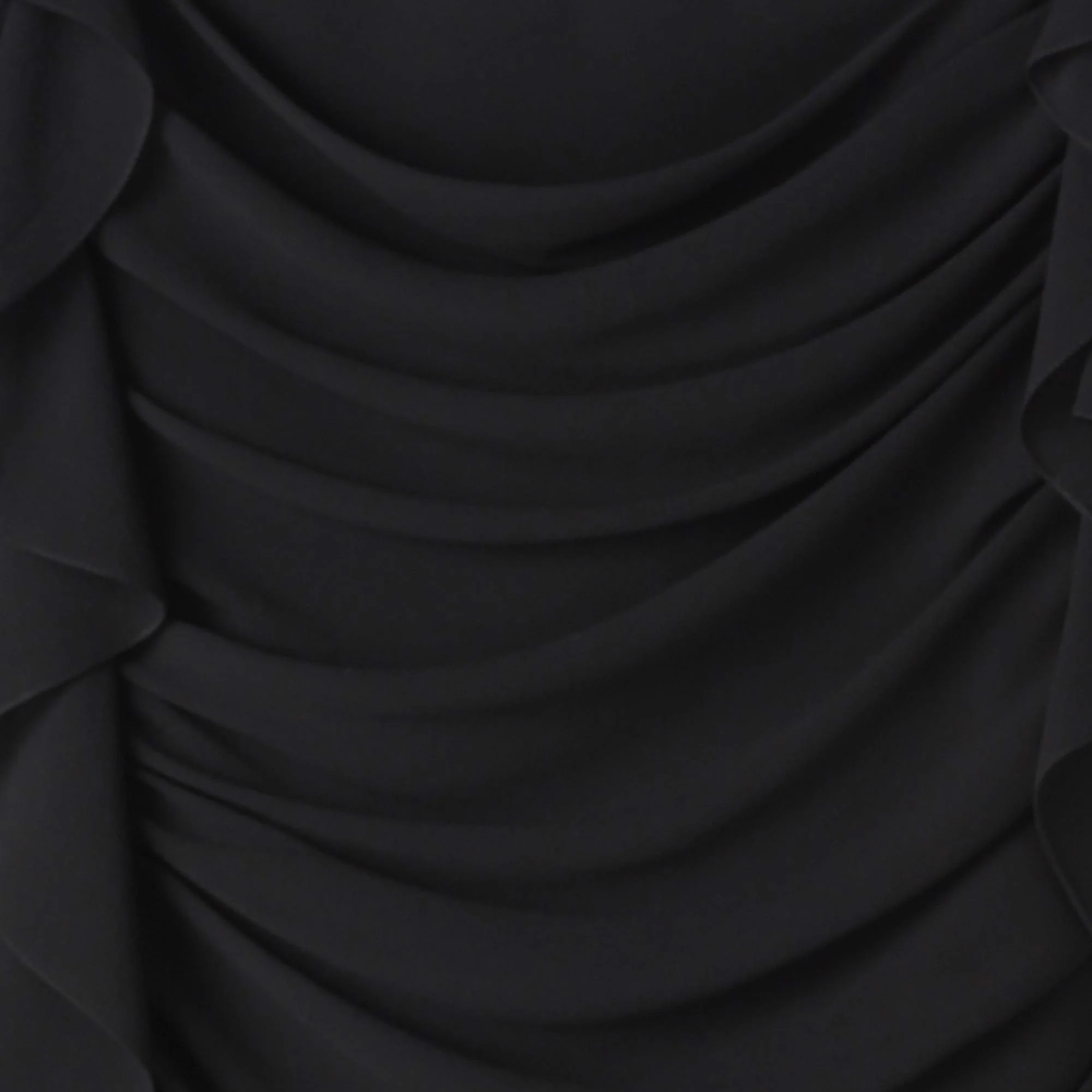 Dress Drapée Manche Volantée Silk Georgette Robe - Black - Image 5