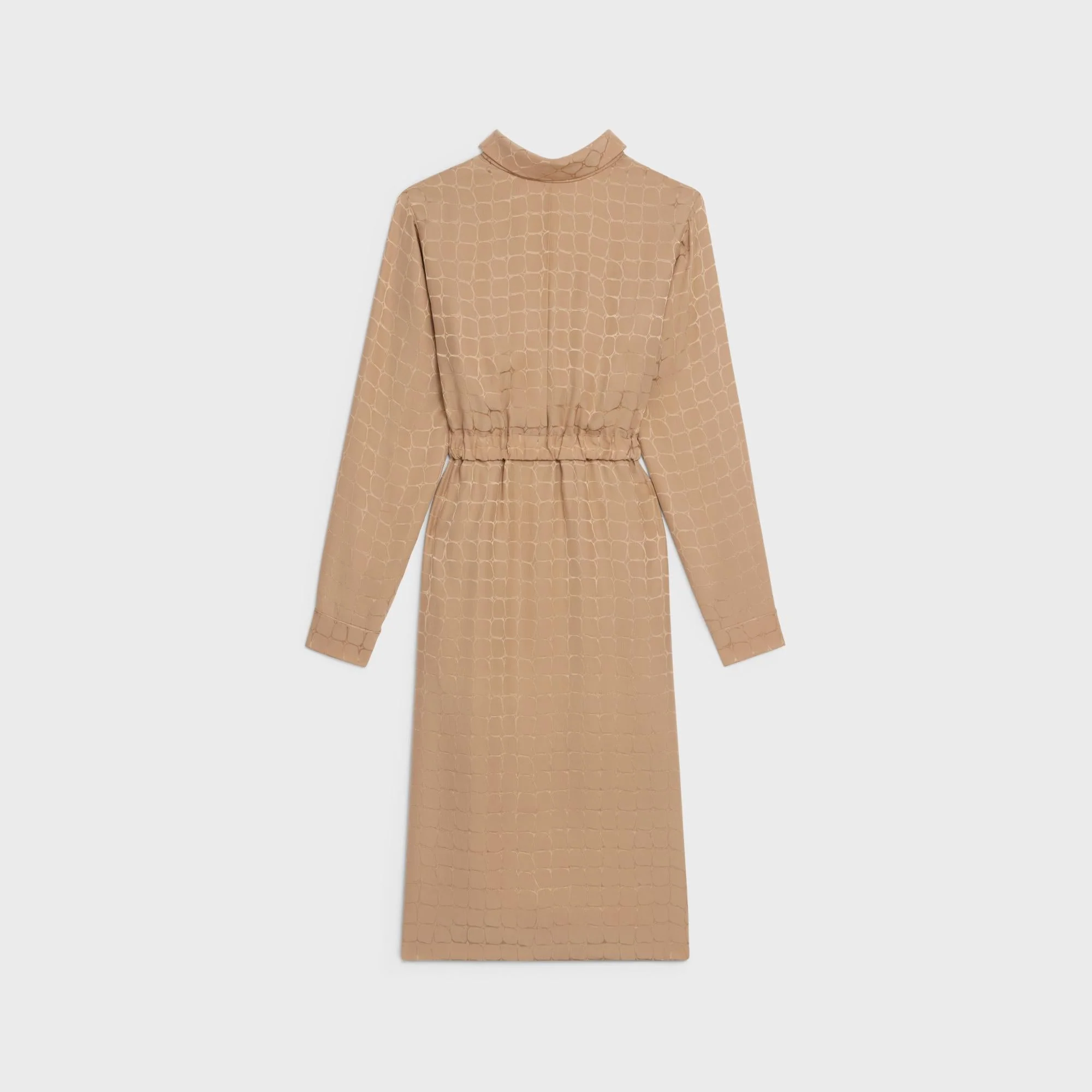 Dress Col Retourné Ouvert Soie Mat Brillant Girafe Robe - Mordore
