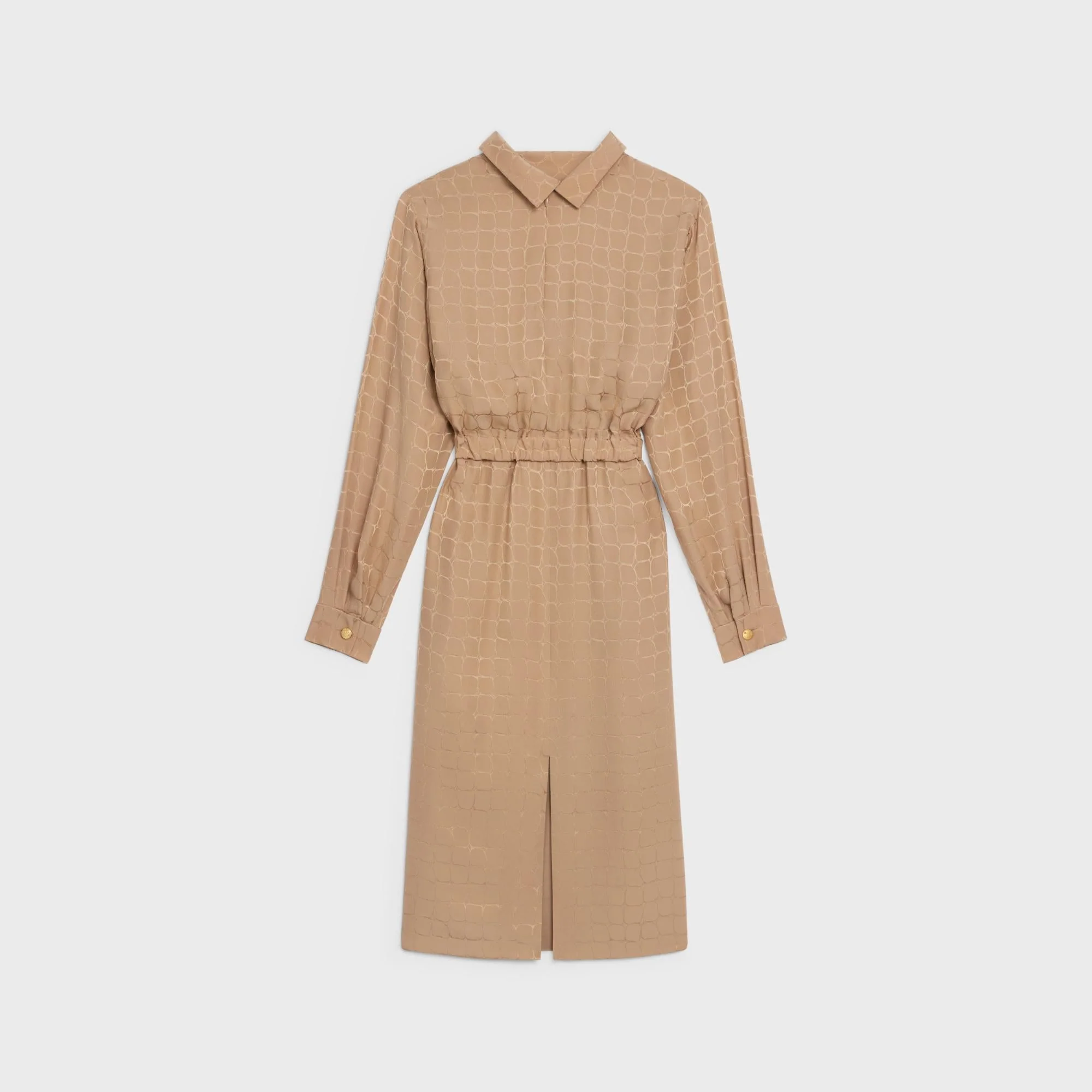 Dress Col Retourné Ouvert Soie Mat Brillant Girafe Robe - Mordore - Image 2