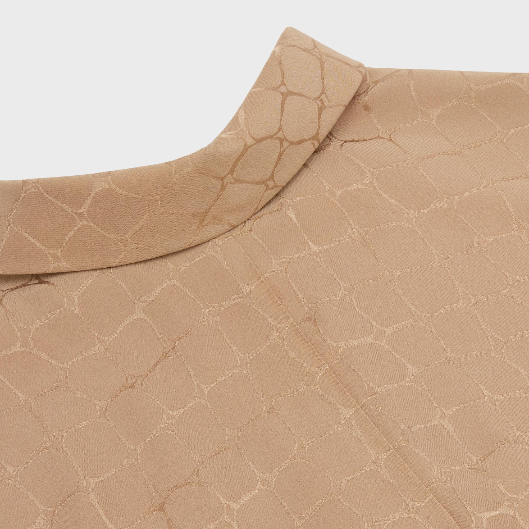Dress Col Retourné Ouvert Soie Mat Brillant Girafe Robe - Mordore - Image 3
