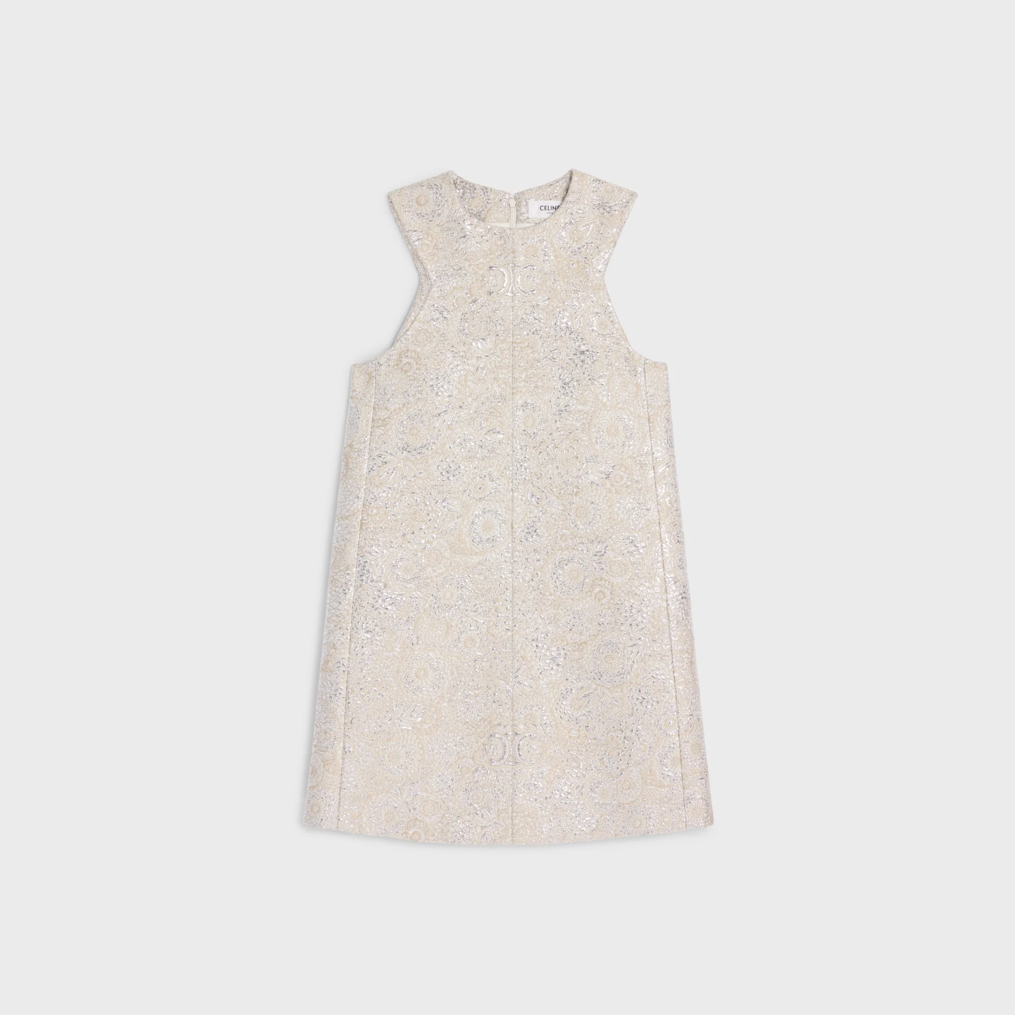 Mini Robe Sans Manches Boutis Fleurs Triomphe Lurex - Beige/Argent - Image 2