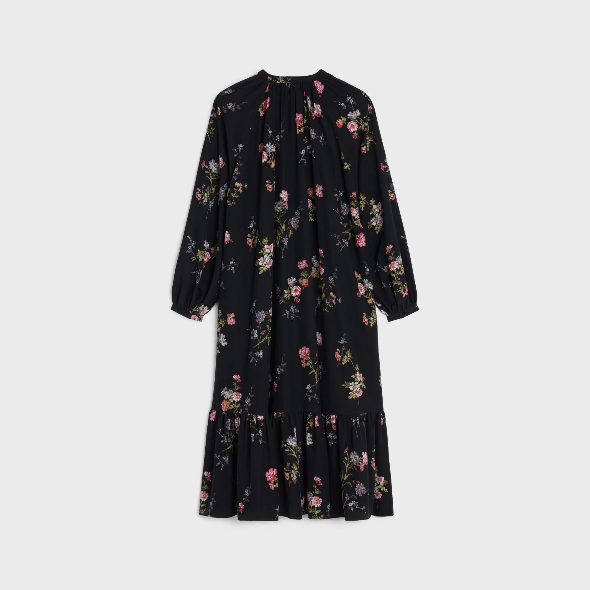 Dress Folk Crêpe De Chine Fleurs Grunge Robe - Noir/Multicolore - Image 2
