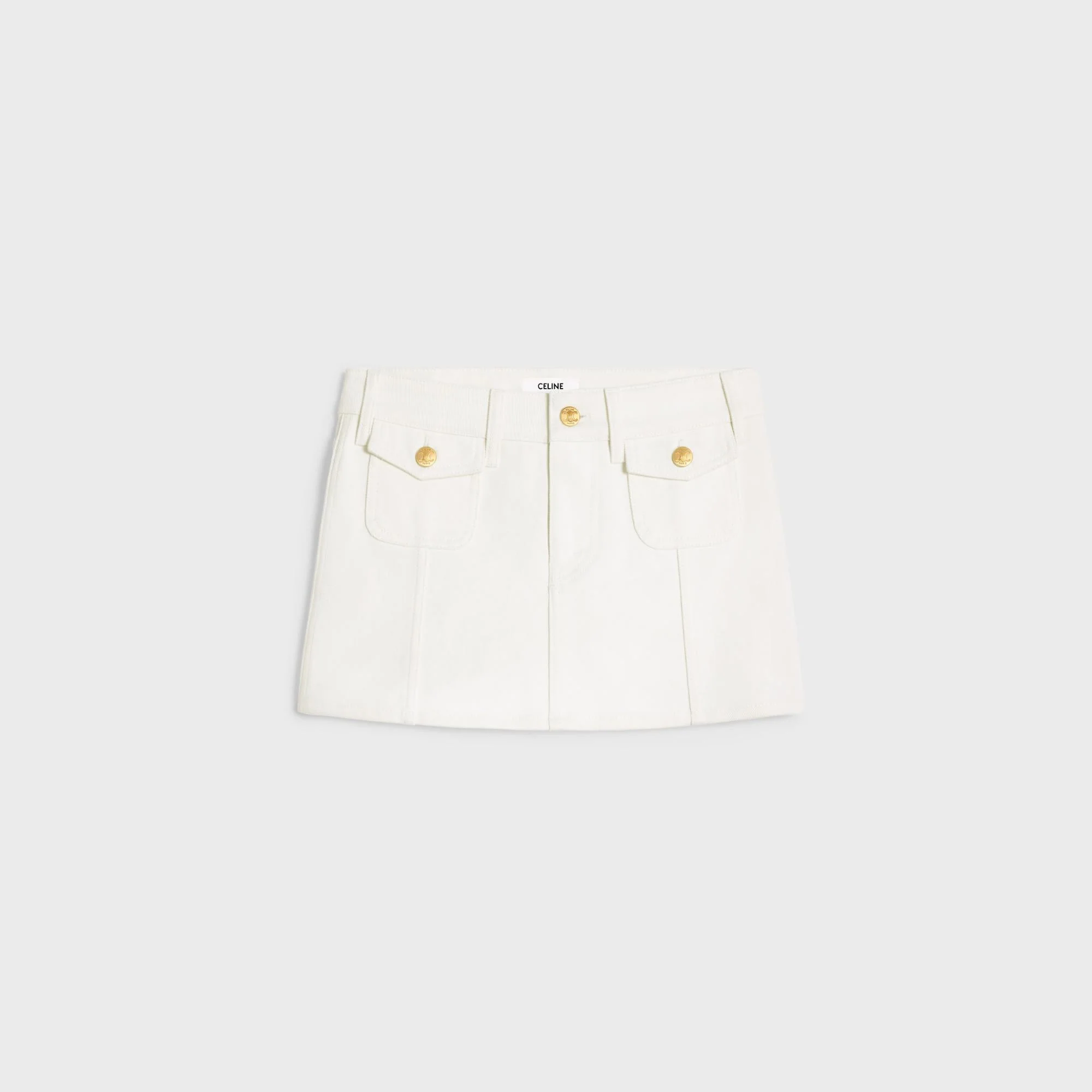 Mini Skirt Taille Basse Rigid Cotton Denim Jupe - Optic White Wash