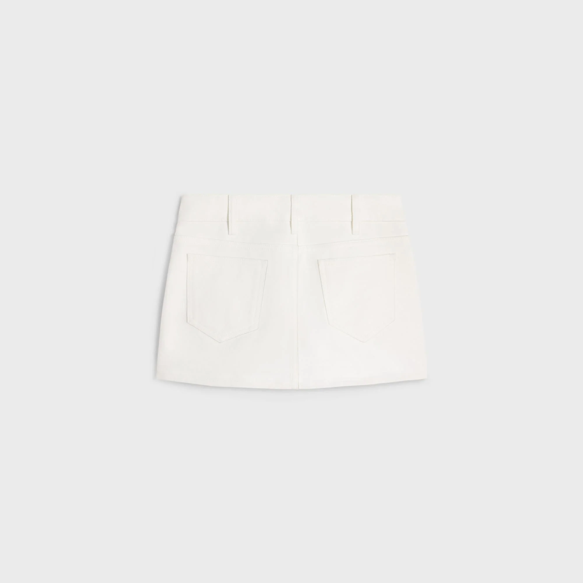 Mini Skirt Taille Basse Rigid Cotton Denim Jupe - Optic White Wash - Image 2