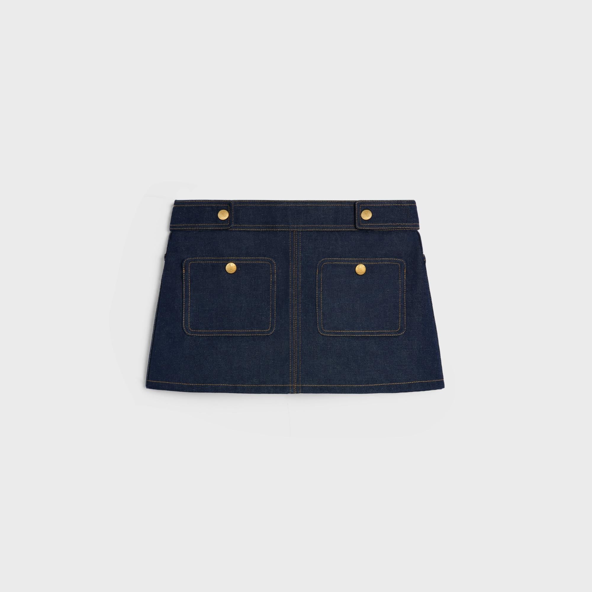 Mini Jupe Trapeze Light Weight Indigo Denim - Rinsed